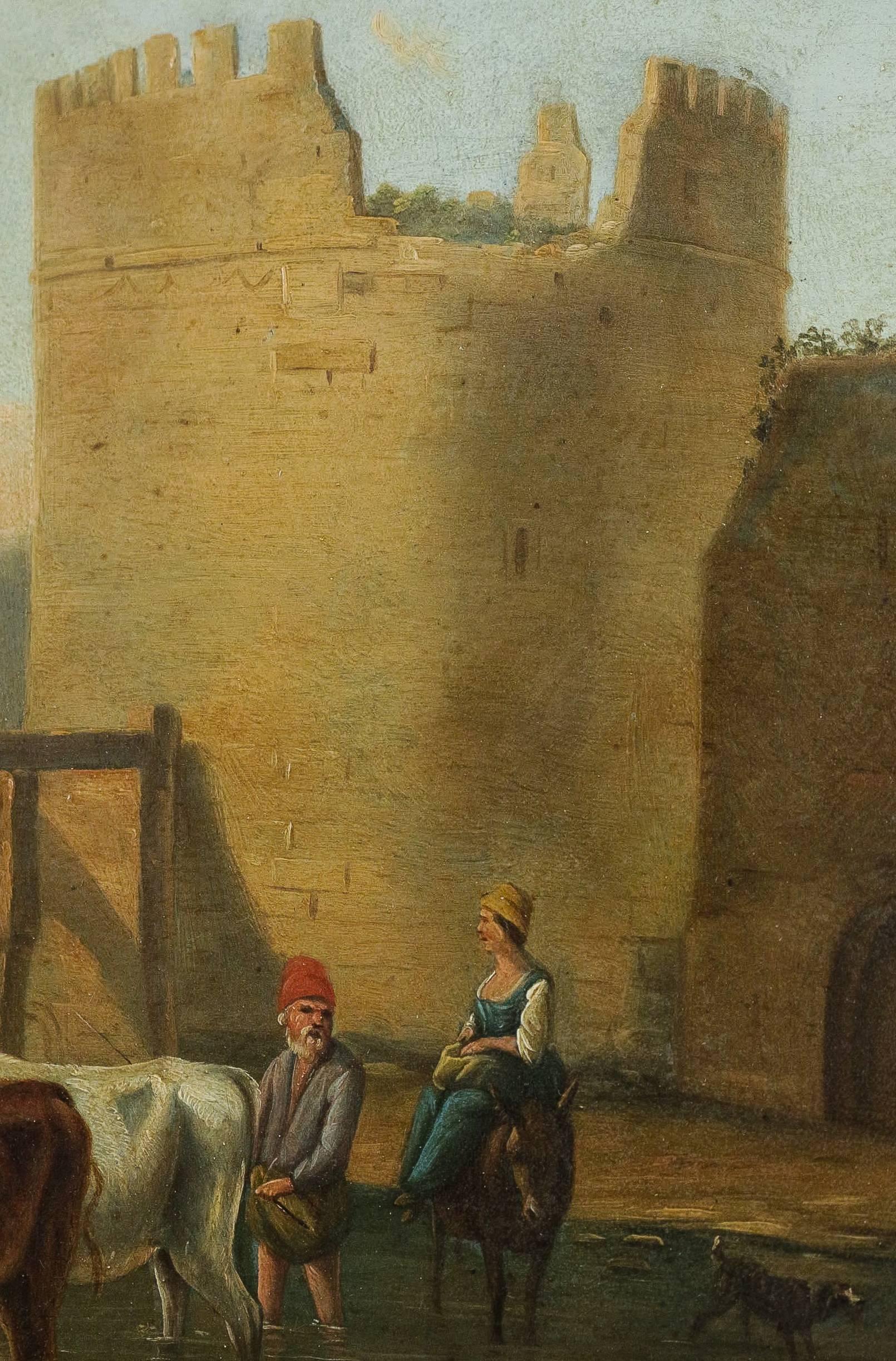 19th Century Romantic Period, Italian Landscape, Oil on Panel, circa 1830-1840 For Sale