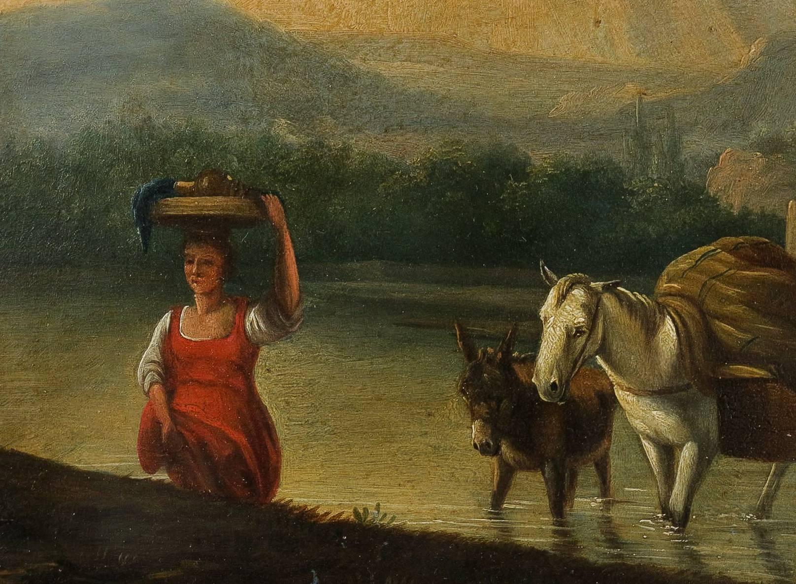 Paint Romantic Period, Italian Landscape, Oil on Panel, circa 1830-1840 For Sale