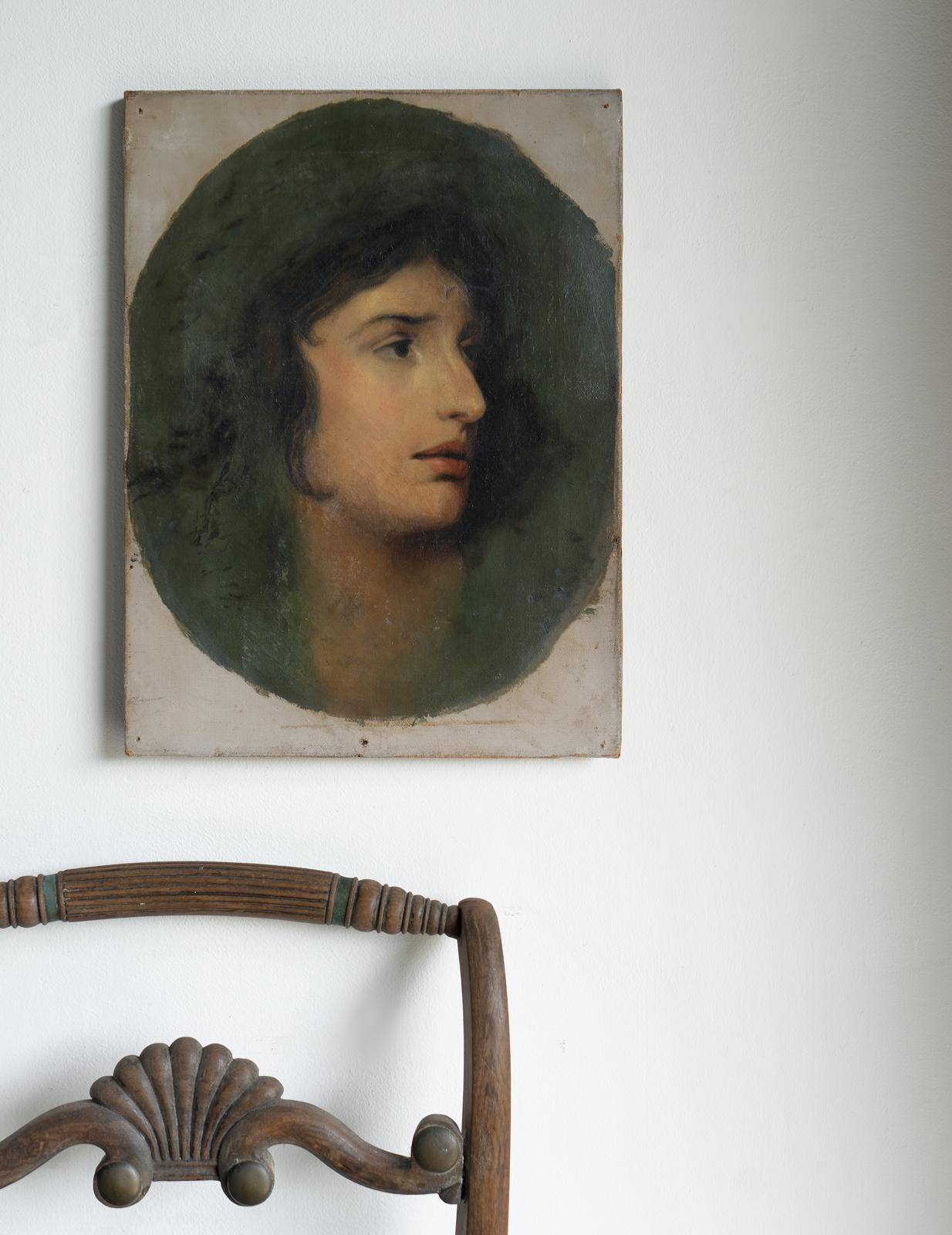Portrait romantique de l'actrice galloise Sarah Siddons, peinture à l'huile originale ancienne Bon état - En vente à Bristol, GB
