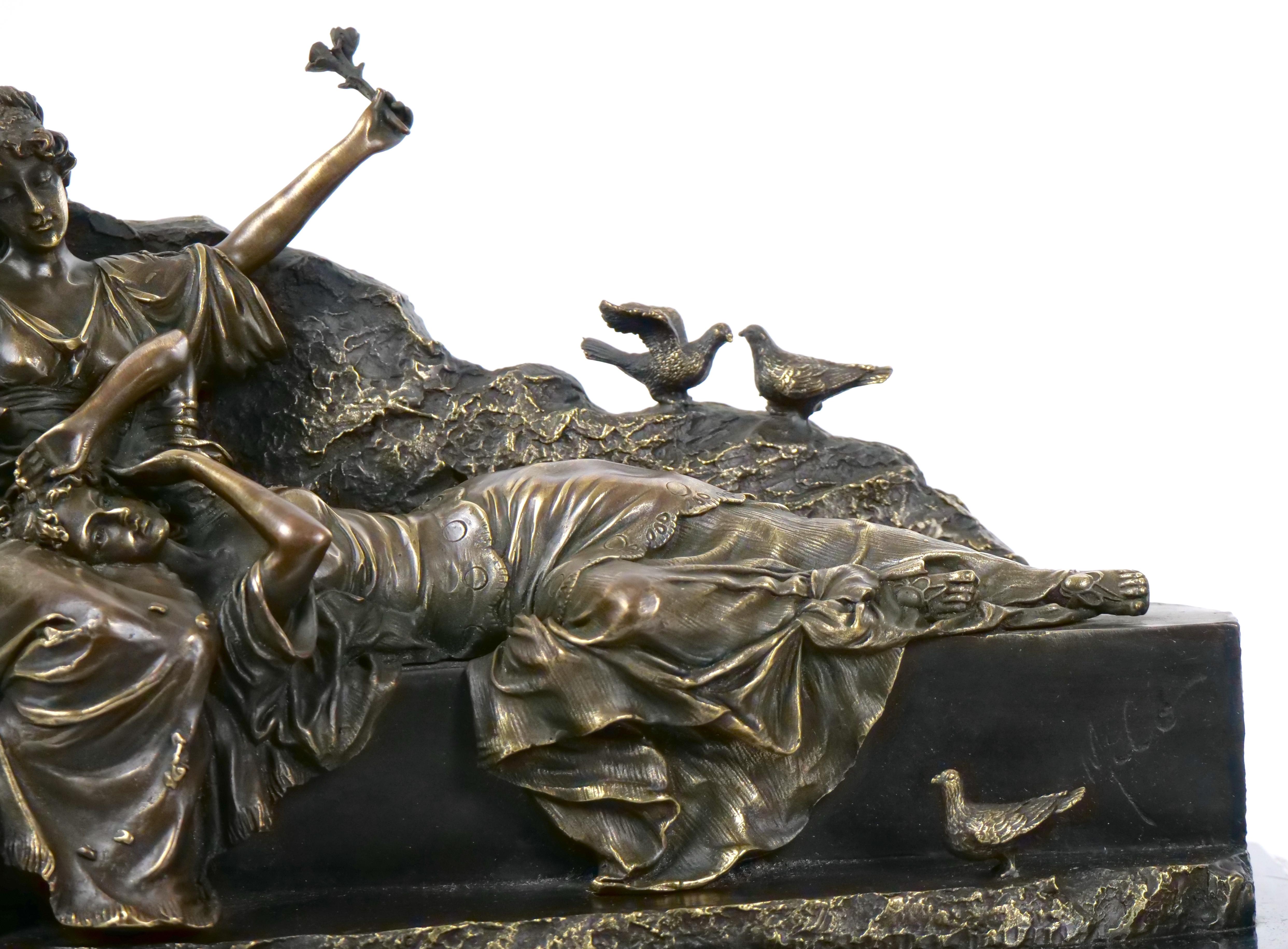 Romantic Reclining Gilt Bronze Sculpture / Miguel Fernando Lopez Aka Milo For Sale 4