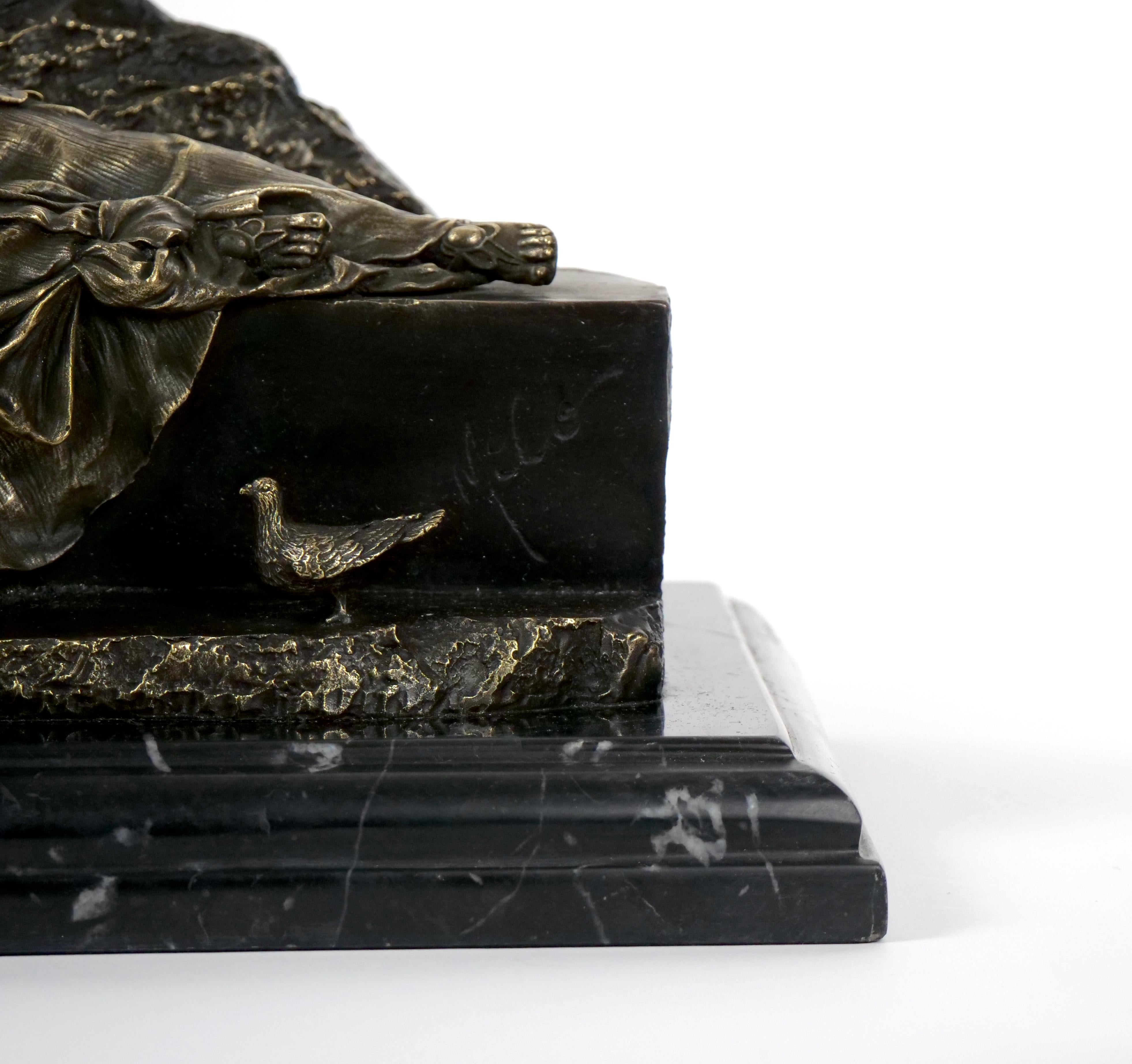 Romantic Reclining Gilt Bronze Sculpture / Miguel Fernando Lopez Aka Milo For Sale 5