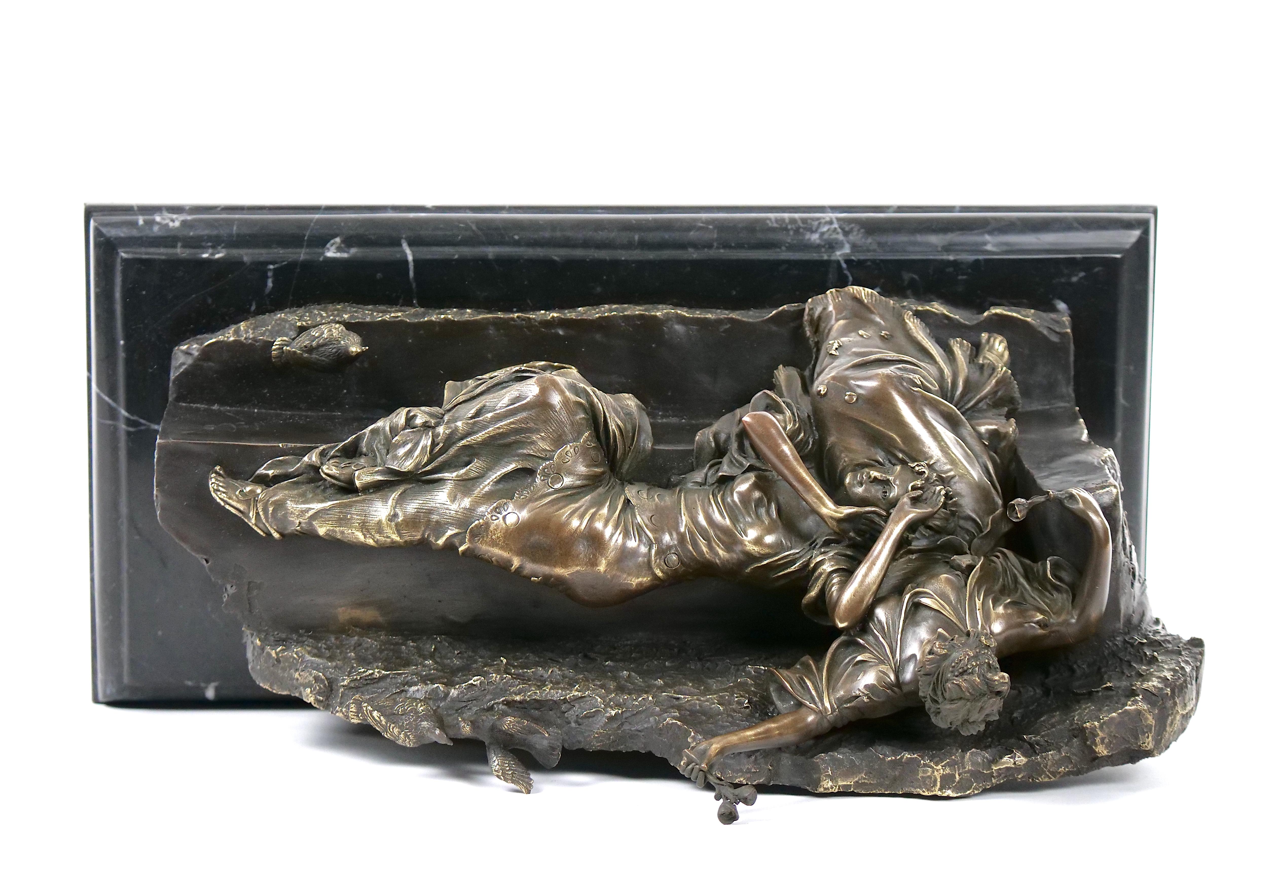 Romantic Reclining Gilt Bronze Sculpture / Miguel Fernando Lopez Aka Milo For Sale 9