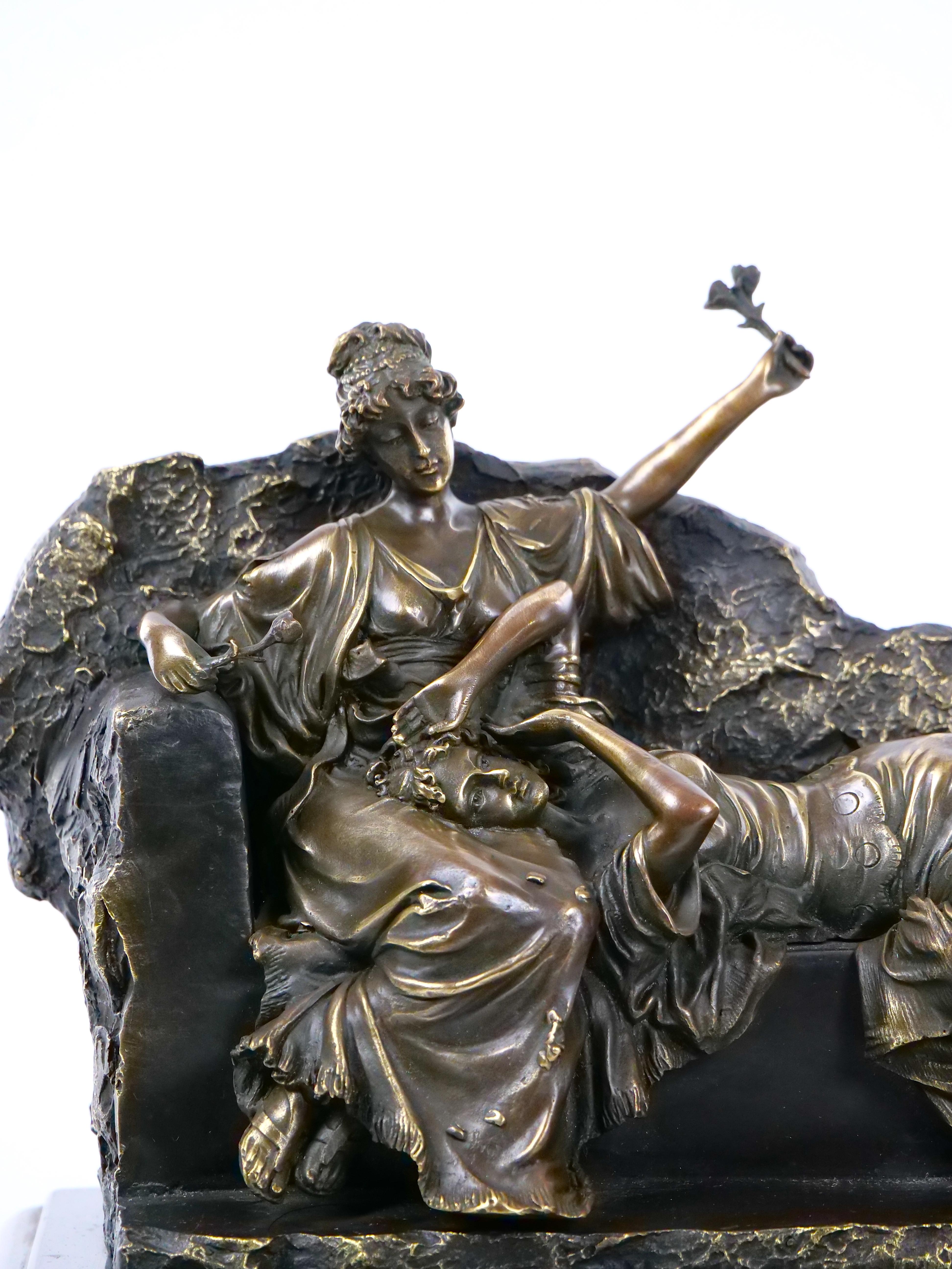 Romantic Reclining Gilt Bronze Sculpture / Miguel Fernando Lopez Aka Milo For Sale 3