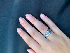 Romantic Reticulated Antique 14K White Gold Wide Band Ring