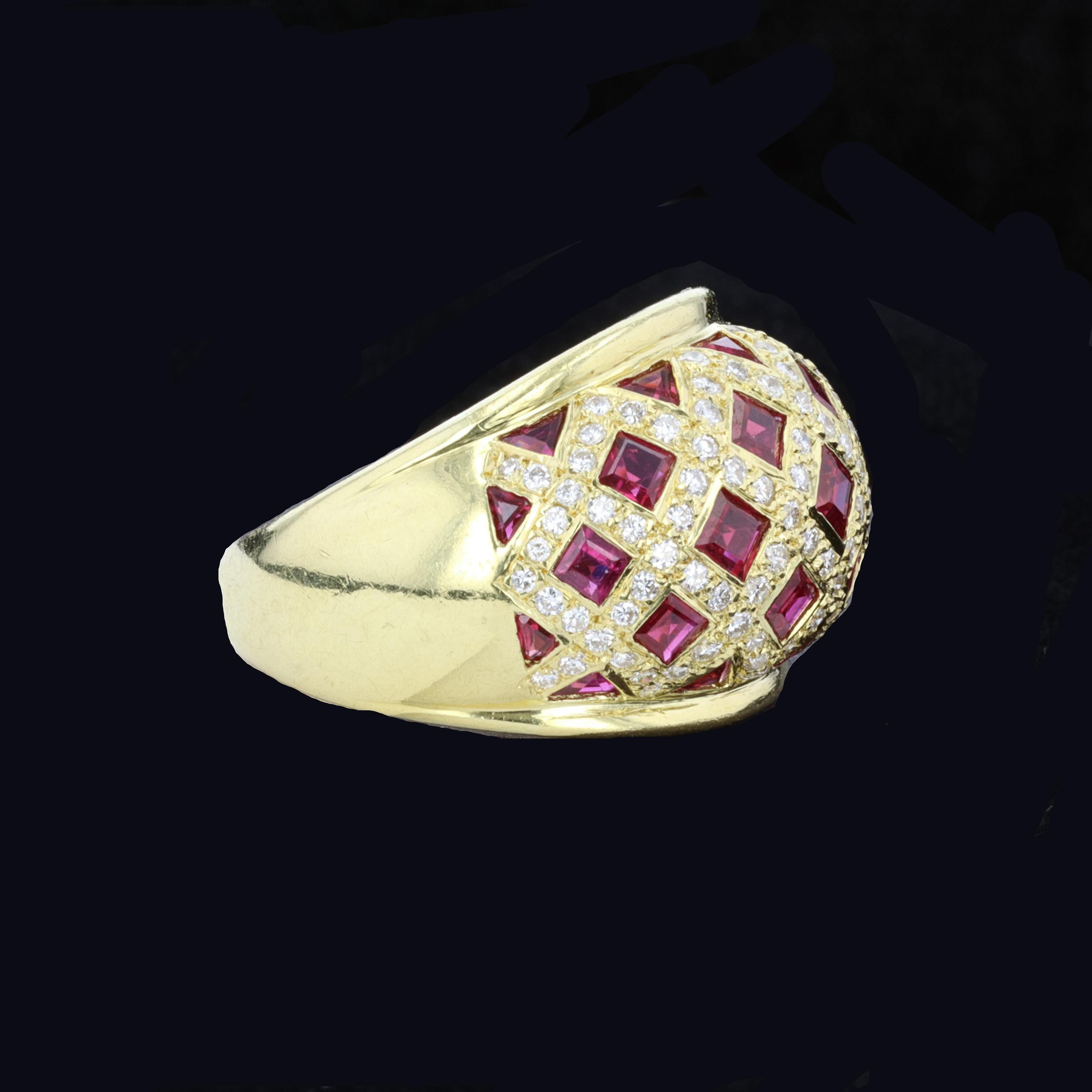 Art Nouveau Romantic Ruby & Diamond Cocktail Ring For Sale