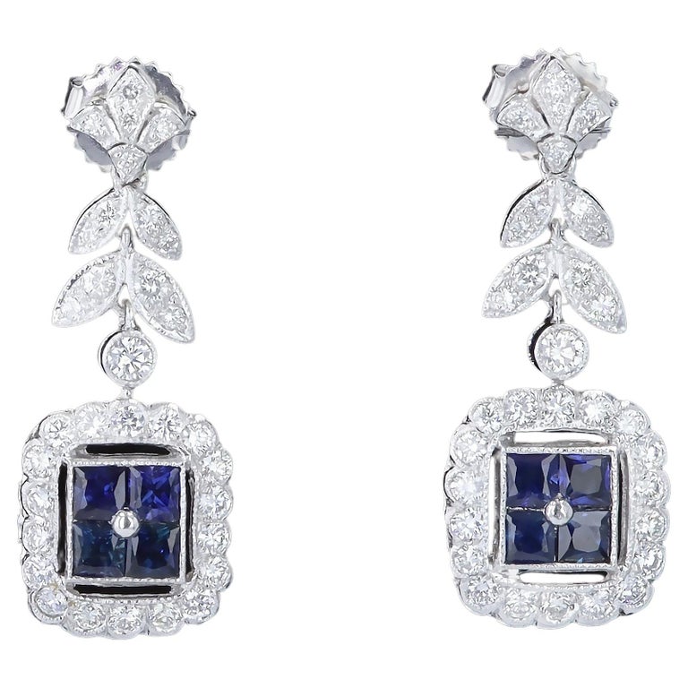 A fabulous pair of Sapphire and Diamond drop earrings-SOLD OUT