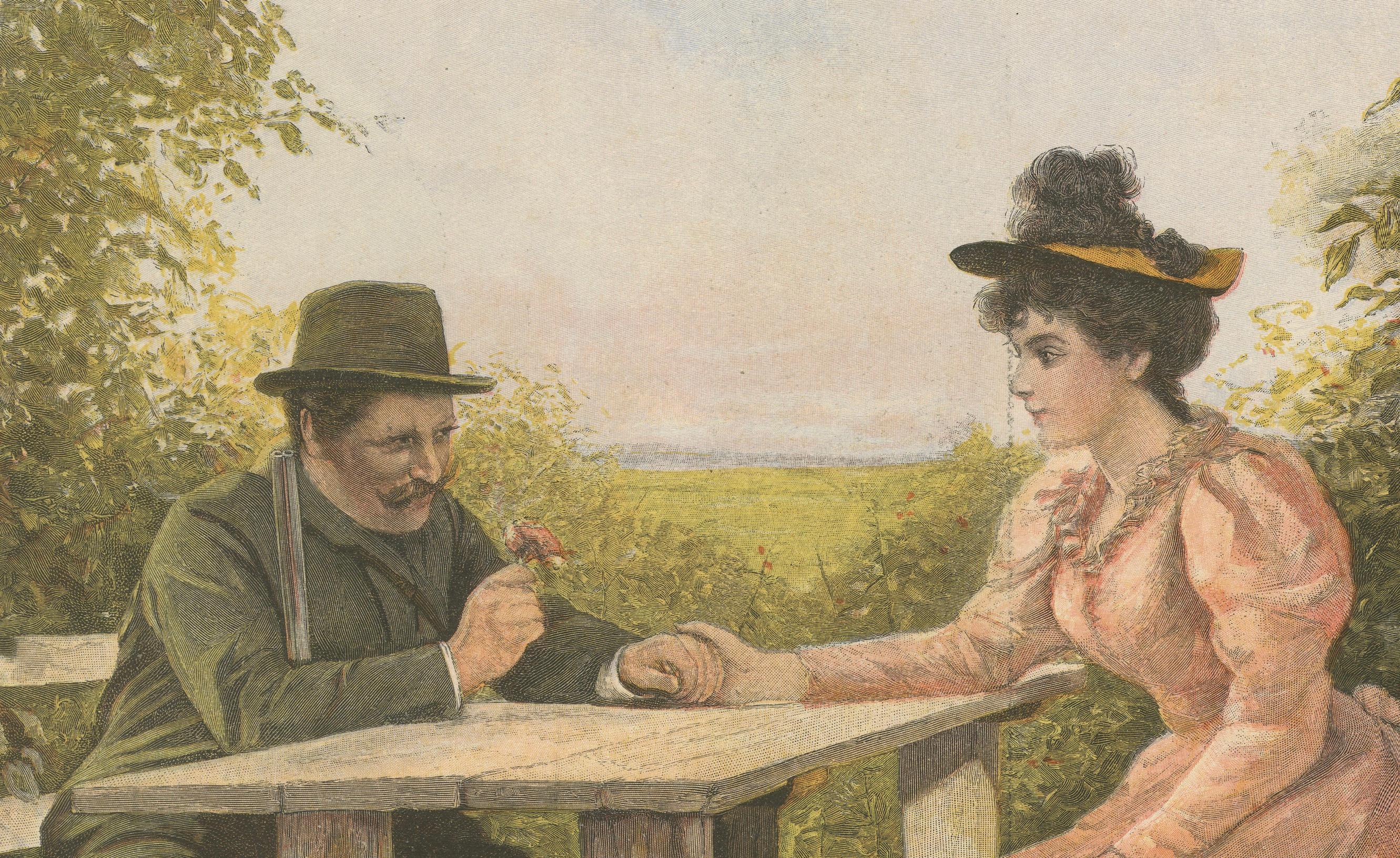Escena romántica en el jardín - 