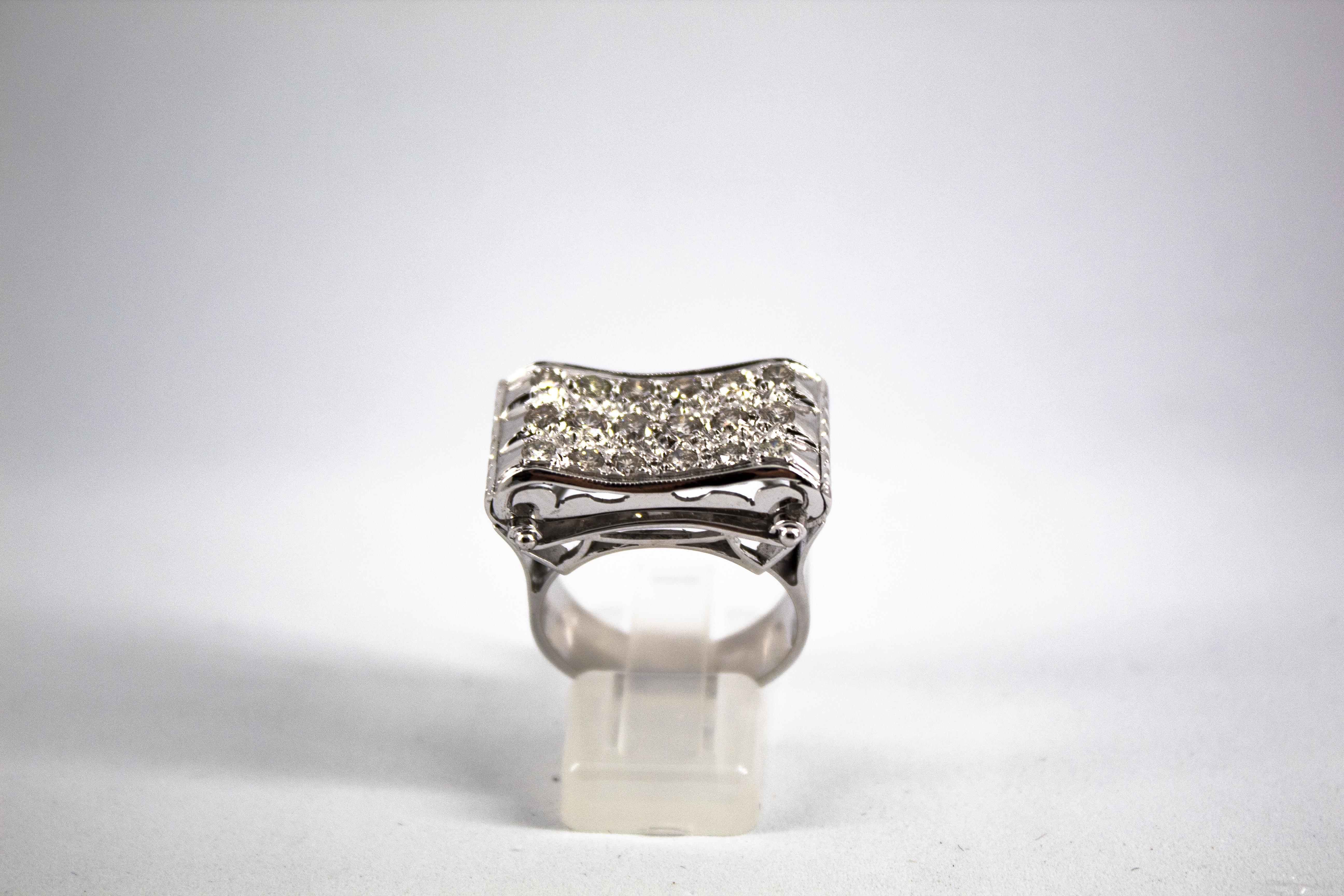 Romantic Style 1.20 Carat White Diamond White Gold Cocktail Ring In New Condition In Naples, IT