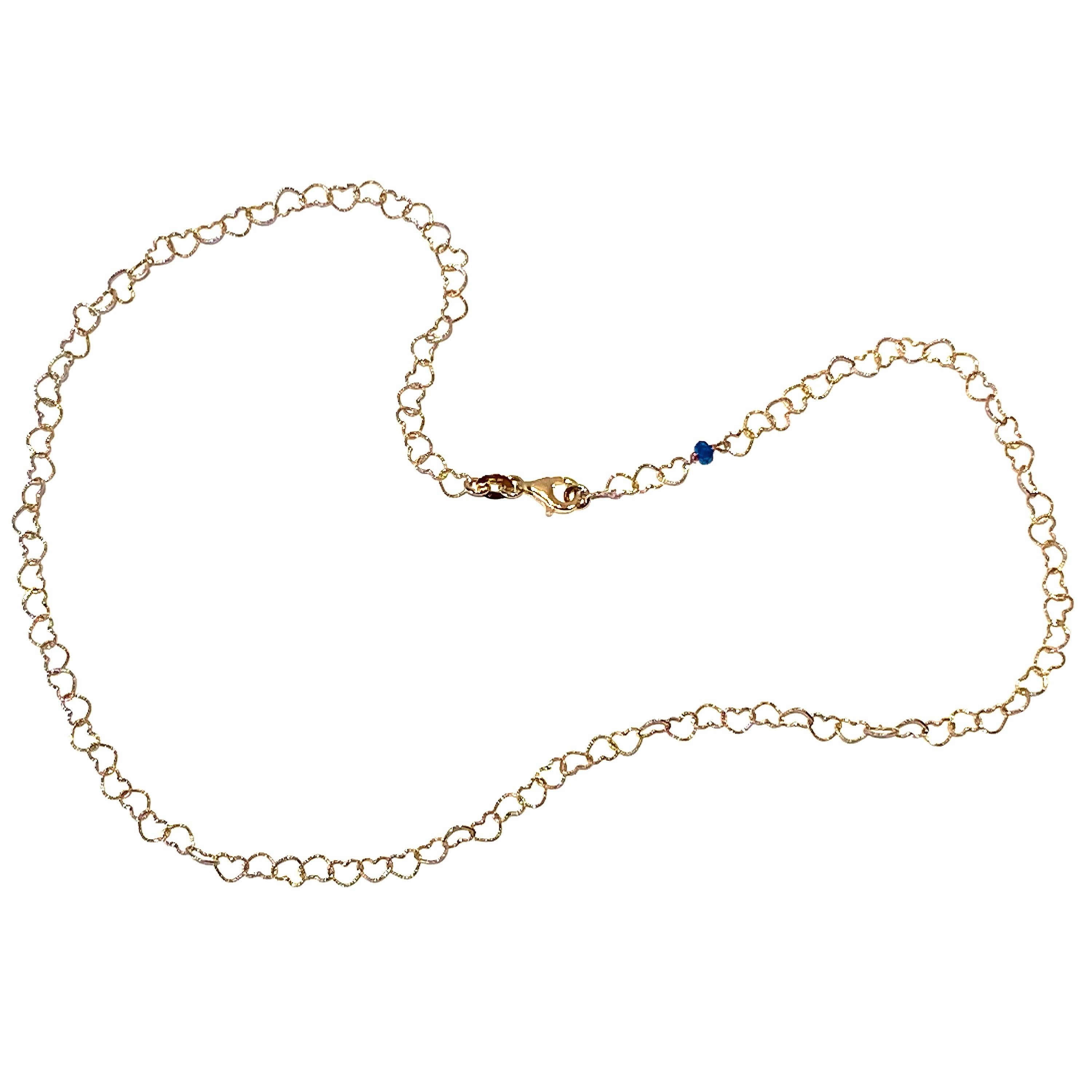 Romantic Style 18 Karat Yellow Gold 0.51 Karat Sapphire "Little Hearts" Necklace For Sale