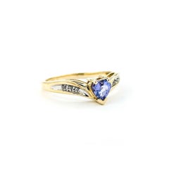 Romantic Tanzanite & Diamond Ring in 14k Yellow Gold