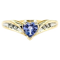 Romantic Tanzanite & Diamond Ring in 14k Yellow Gold