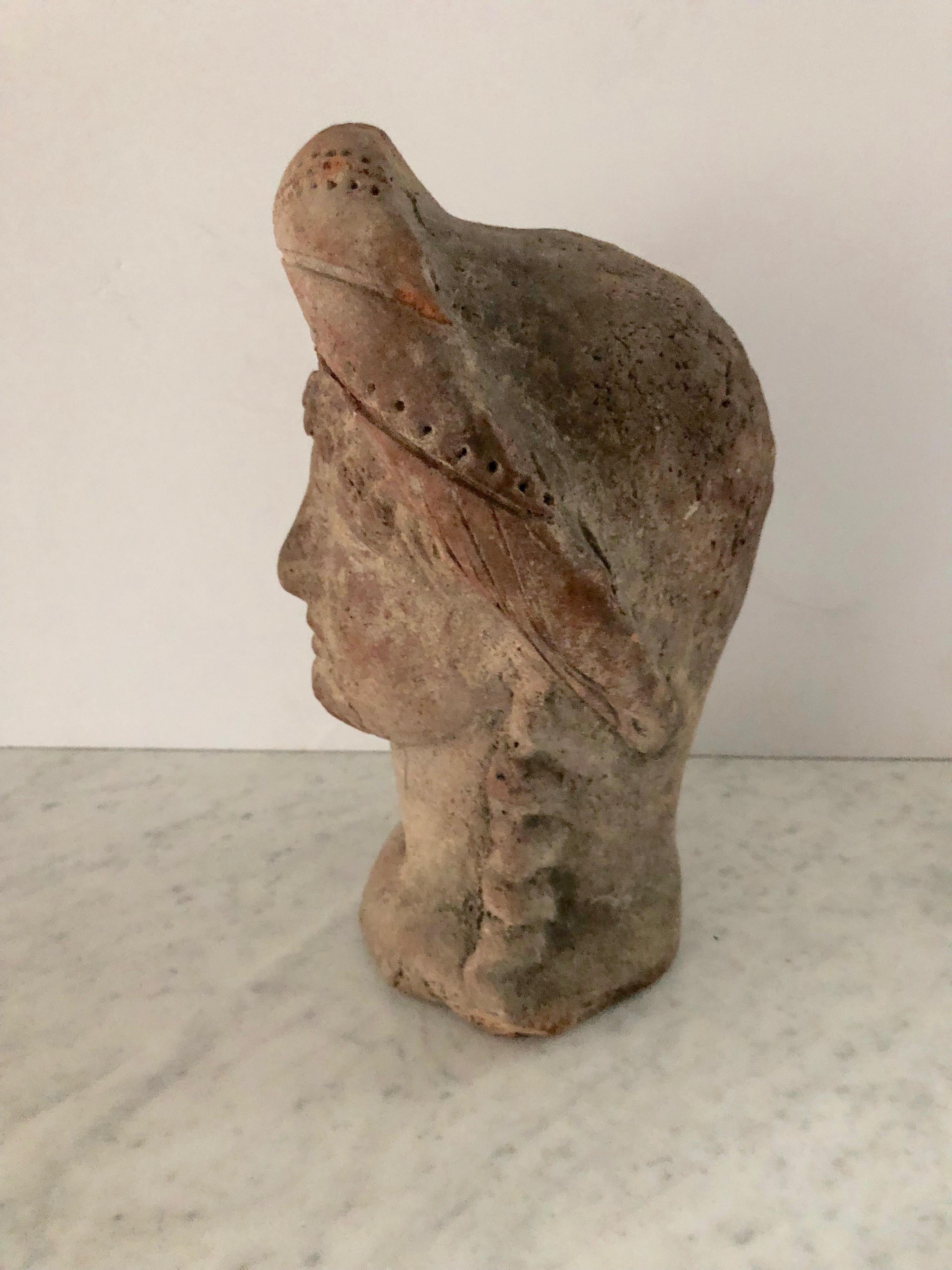 Romantic Terra Cotta Etruscan Bust of Lovely Girl 1