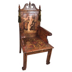 Used Romantic Unique Hand Decorated "Throne Chair" Arts & Crafts Rhode Island