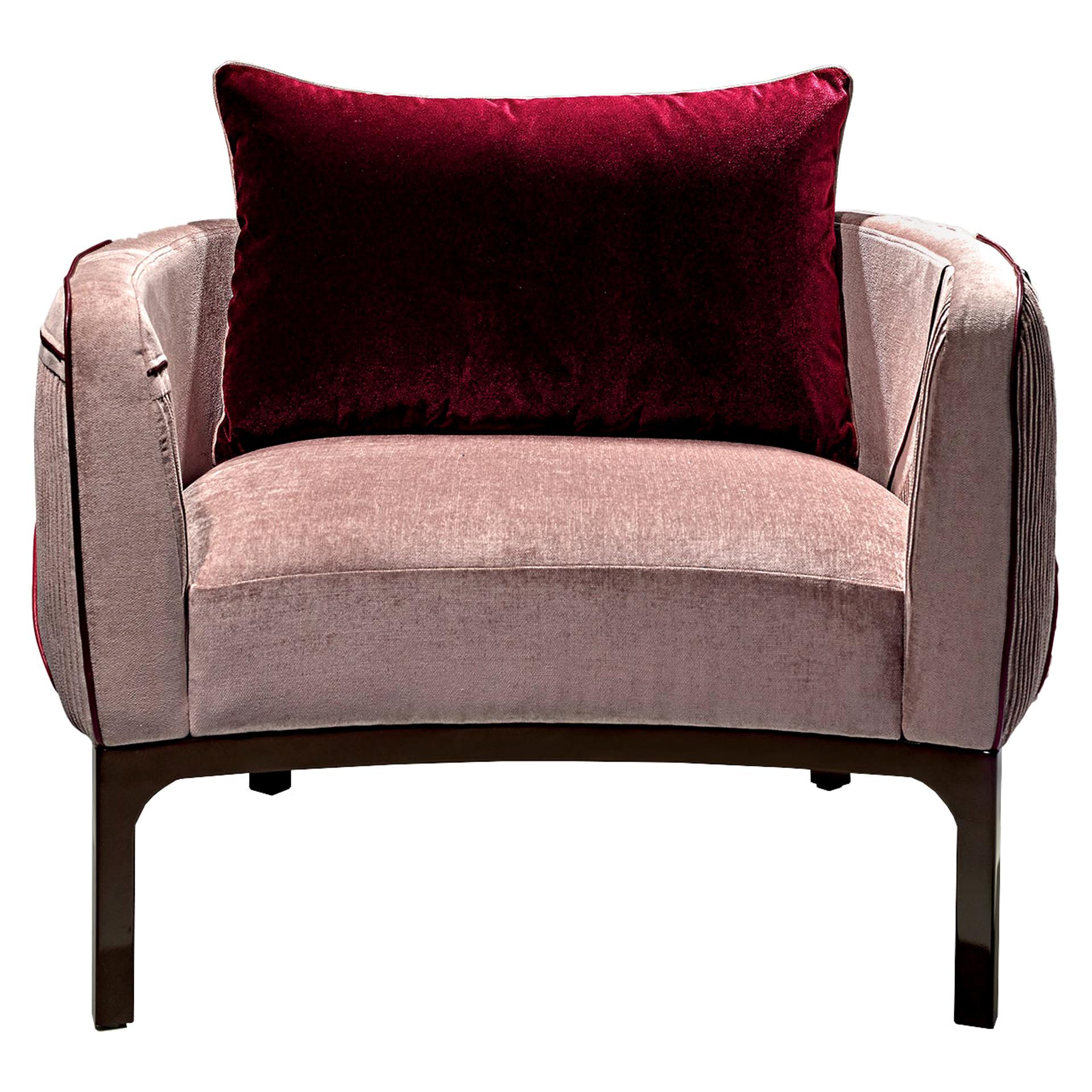 Romantic Velvet Contemporary and Customizable Armchair in Pink Velvet  For Sale