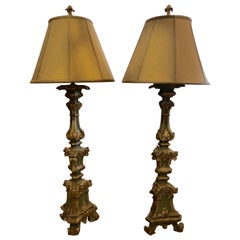 tall wooden table lamps Romantic Very Tall Carved Wood and Gilded Italian Table Lamps