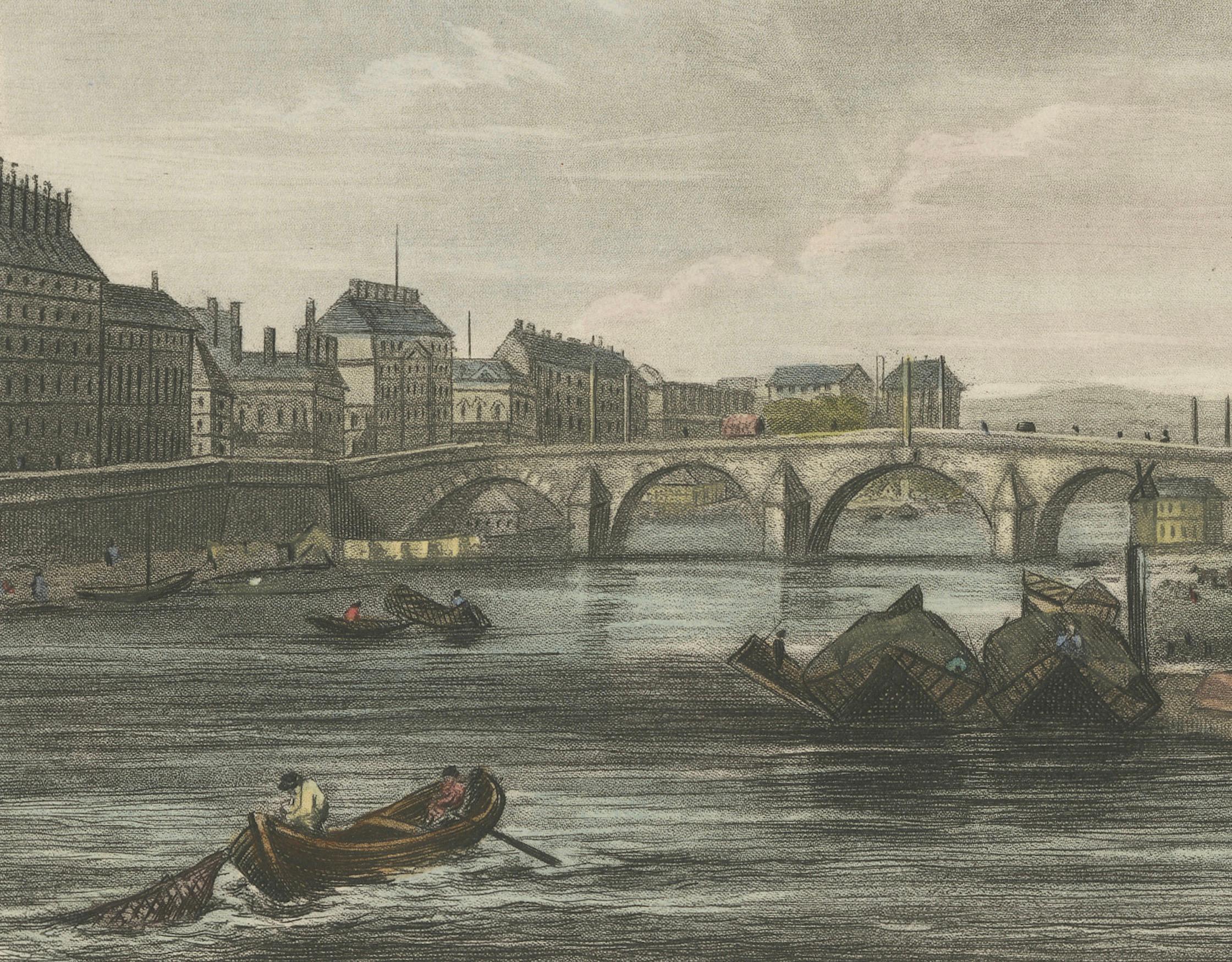 Romantische Ansicht von Paris - ein seltener Kupferstich von Thomas Kelly aus dem Jahr 1832 (Graviert) im Angebot