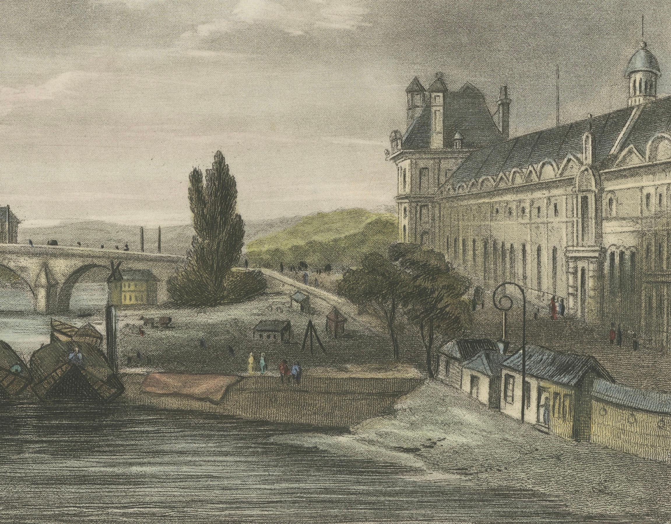 Romantische Ansicht von Paris - ein seltener Kupferstich von Thomas Kelly aus dem Jahr 1832 im Zustand „Gut“ im Angebot in Langweer, NL