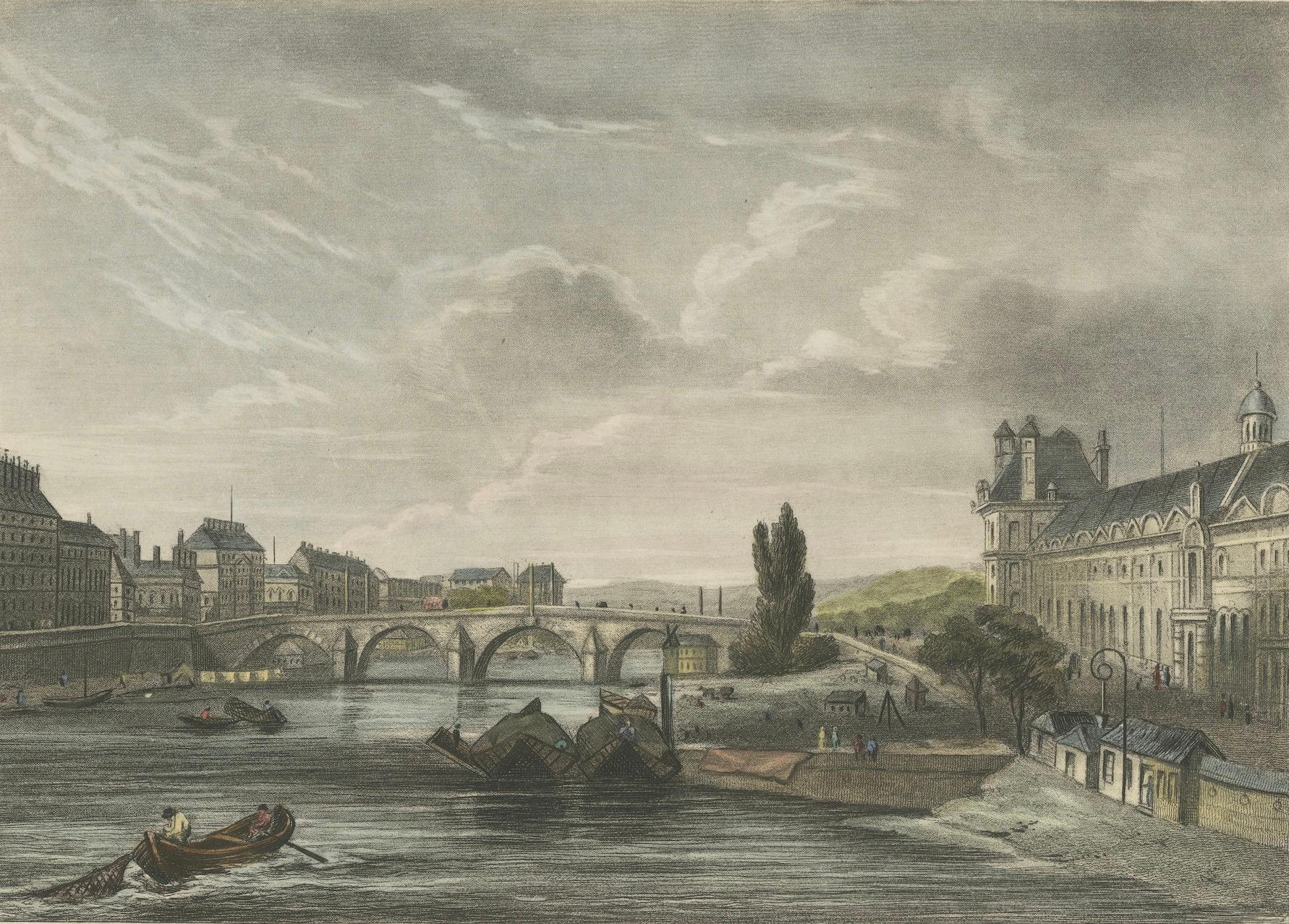 Romantische Ansicht von Paris - ein seltener Kupferstich von Thomas Kelly aus dem Jahr 1832 (Mittleres 19. Jahrhundert) im Angebot