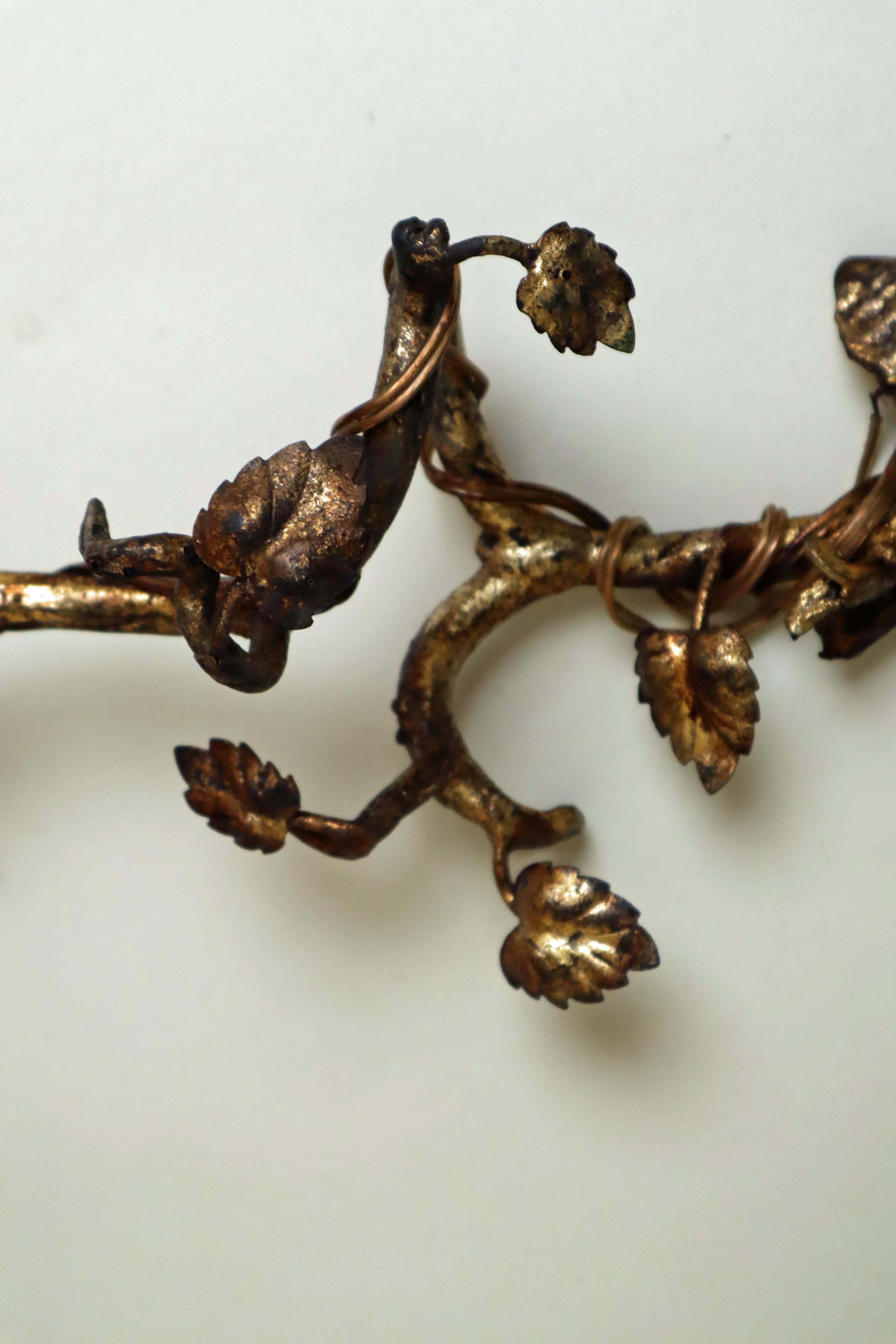 Romantica applique da parete Branch organici con foglie forgiati e dorati a mano del 1850 in vendita 6