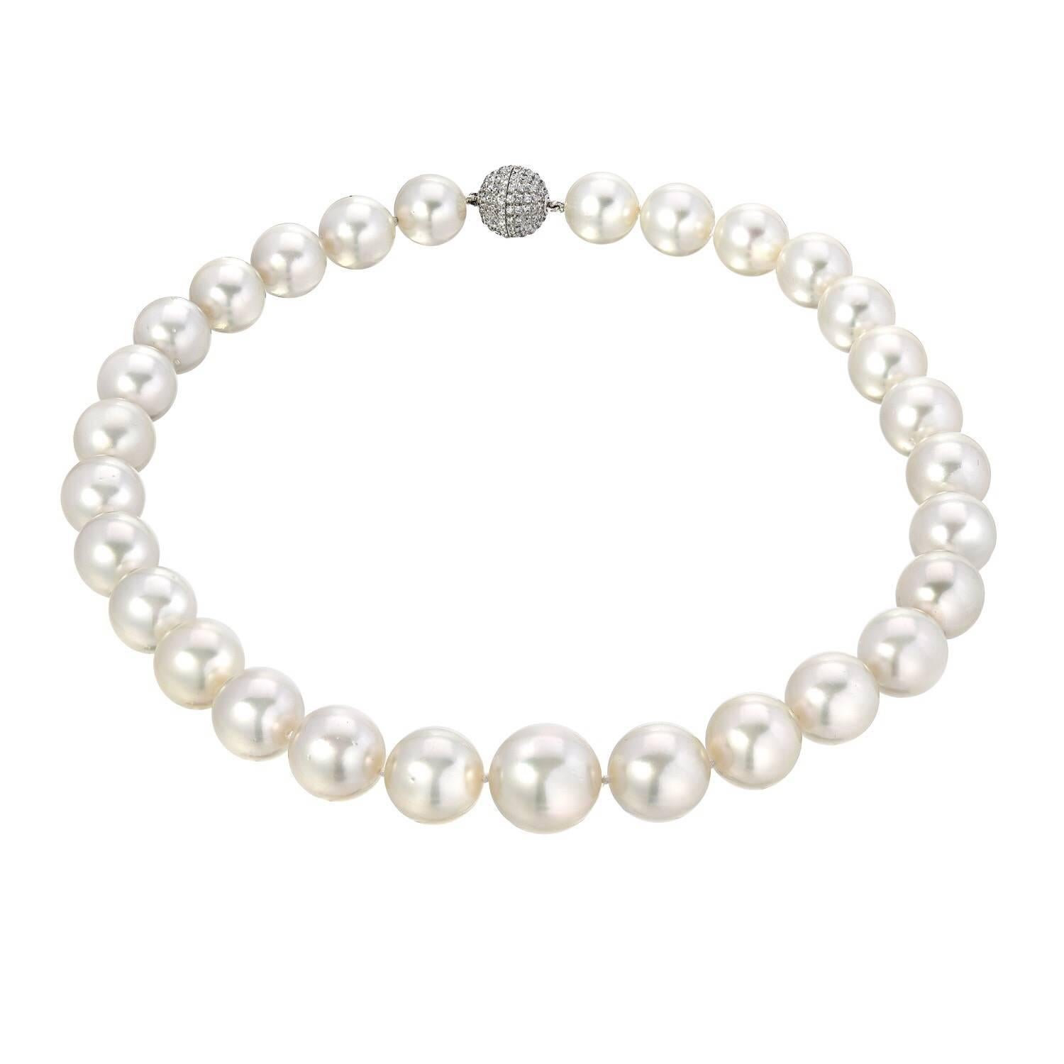 South Sea White Cultured Pearl Diamond White Gold Necklace