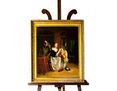 Peinture du romantisme, mère fille par Jean Augustin Franquelin, 19ème siècle