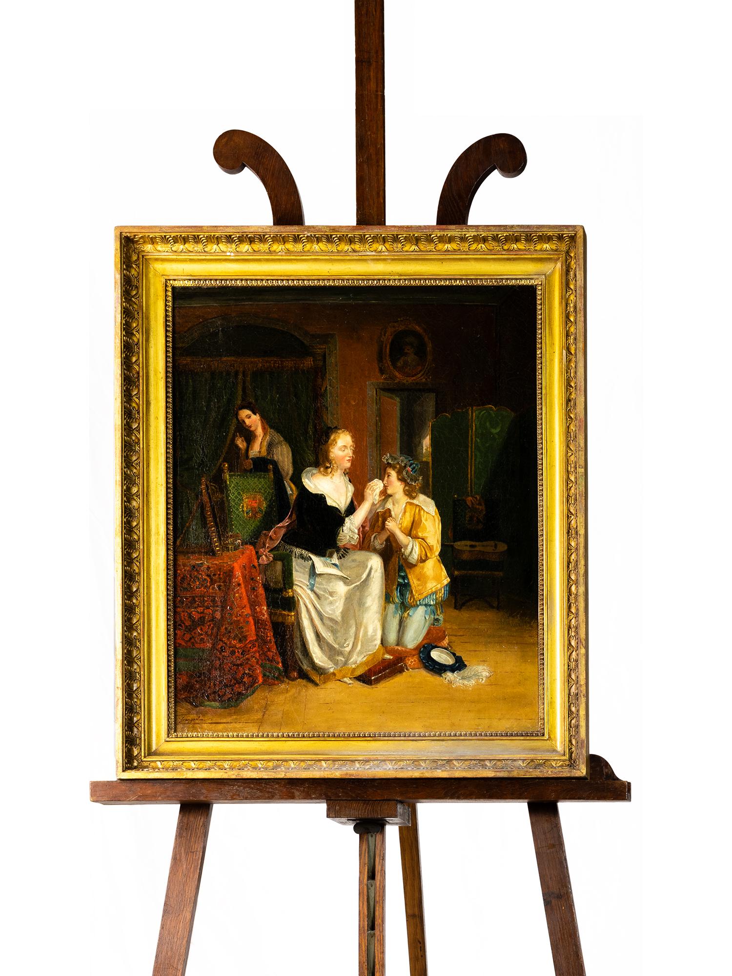 Romanticismo Pintura, Madre Hija Por Jean Augustin Franquelin, Siglo XIX Romántico en venta