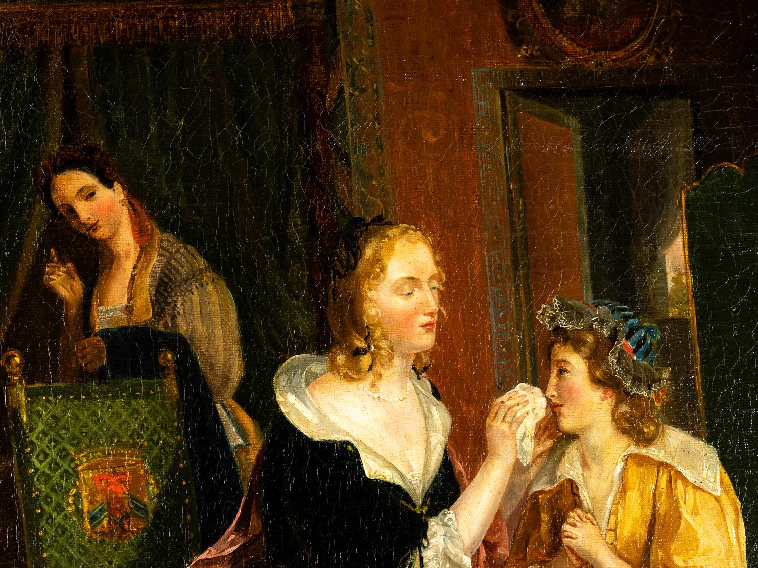 Romantik-Gemälde, Mutter-Tochterin von Jean Augustin Franquelin, 19. Jahrhundert im Zustand „Gut“ im Angebot in Lisbon, PT