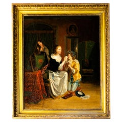 Peinture du romantisme, mère fille par Jean Augustin Franquelin, 19ème siècle