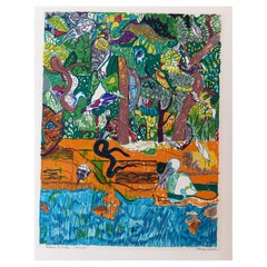 Romare Bearden Color Lithograph, 1971, "Dreams of Exile"