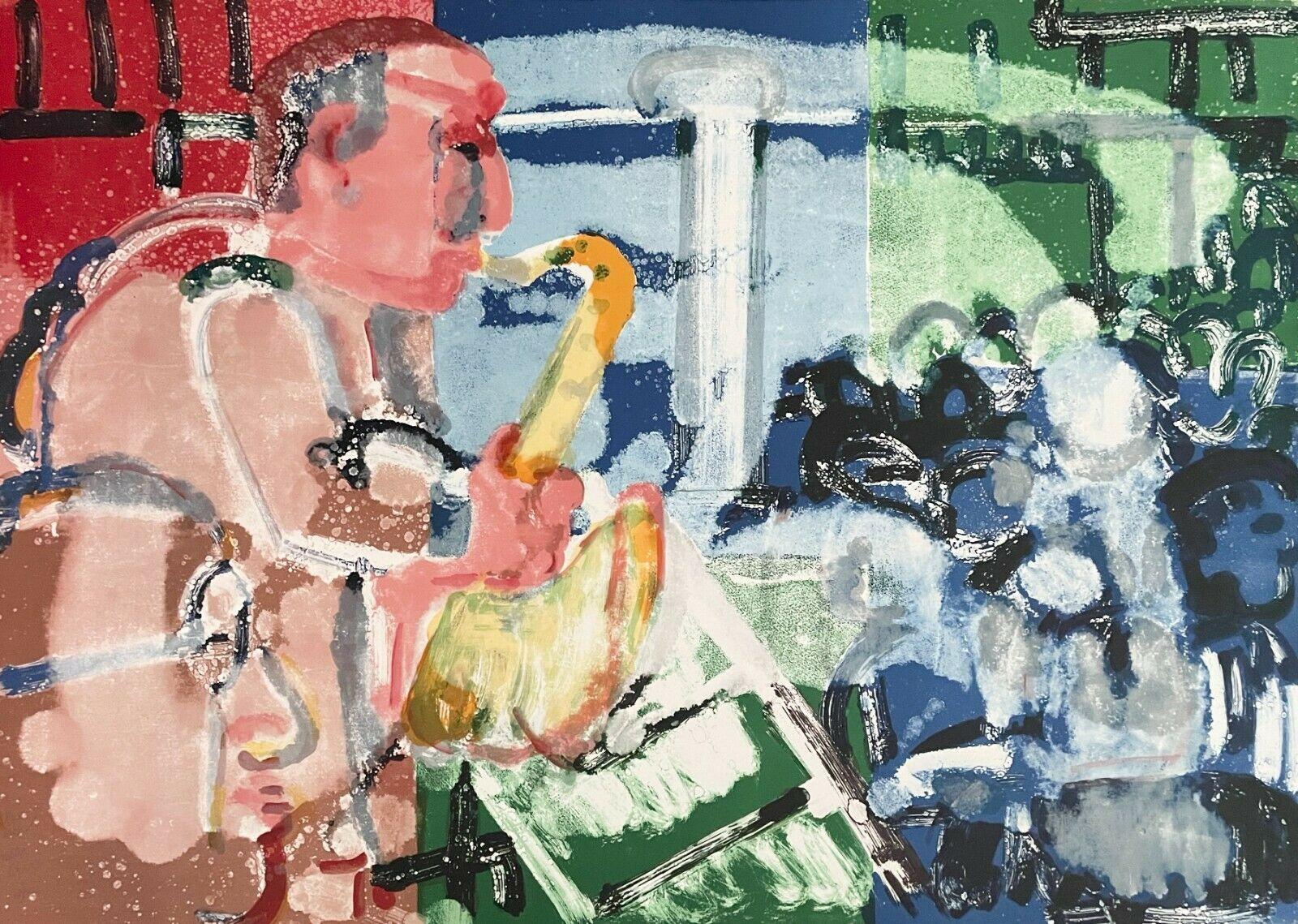 Artist: Romare Bearden (1911-1988)
Title: Bopping at the Birdland (Gelburd/Rosenberg 74)
Year: 1979
Medium: Lithograph on Arches paper
Edition: 131/175, plus proofs
Size: 24 x 33.25 inches
Condition: Excellent
Inscription: Signed and numbered by the
