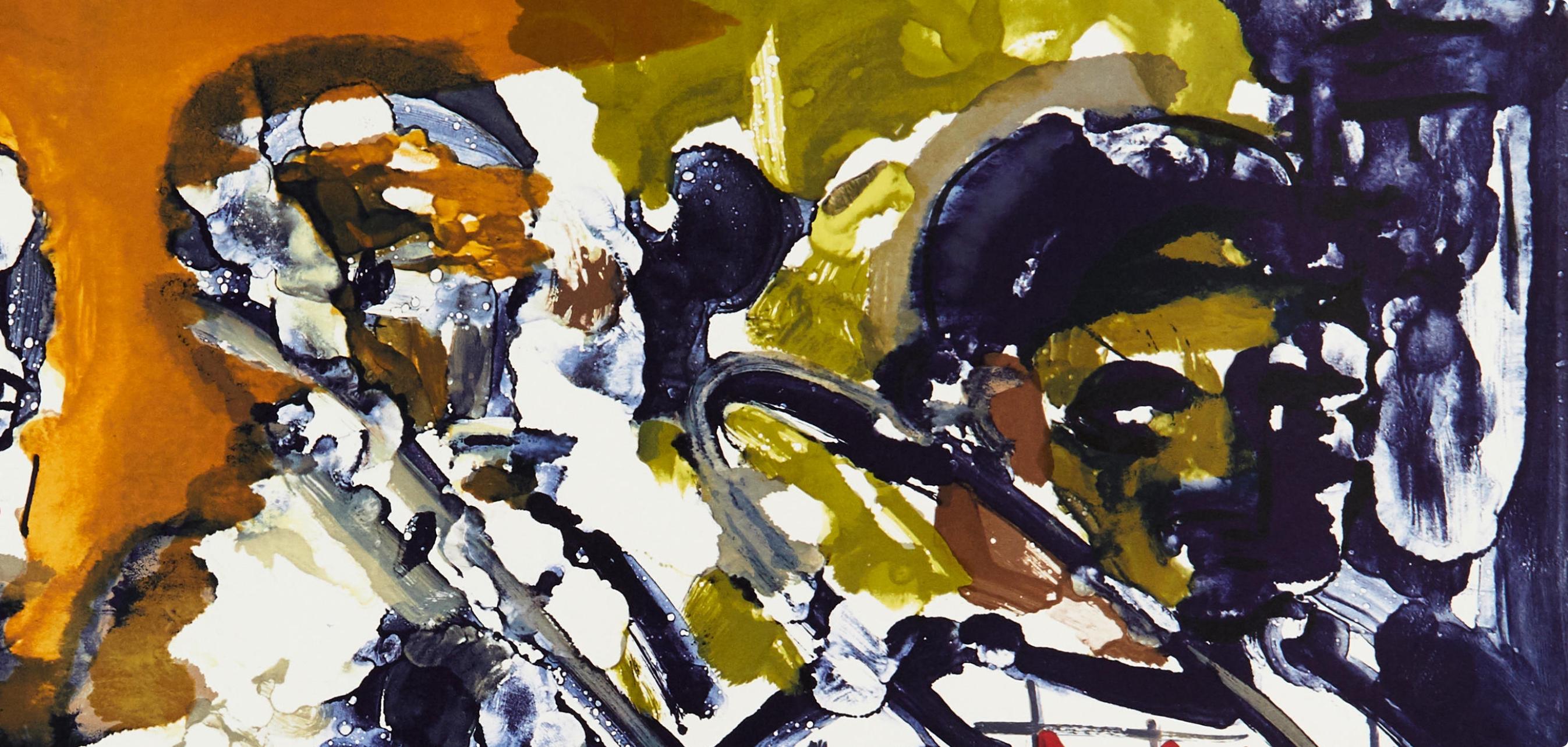 Sezione Ottoni (Gelburd/Rosenberg 70-77), Serie Jazz - Figurative Print Marrone di Romare Bearden