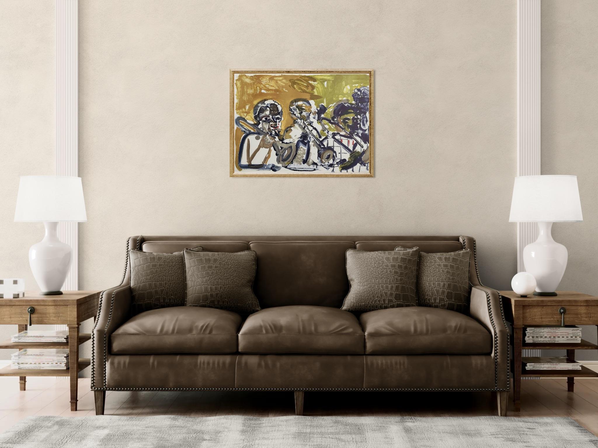 Brass Section Jamming at Minton's 1979 Signed Lithograph by Romare Bearden For Sale 1