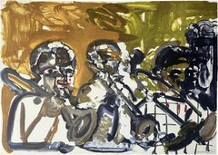 Brass Section Jamming at Minton's 1979 Signed Lithograph by Romare Bearden