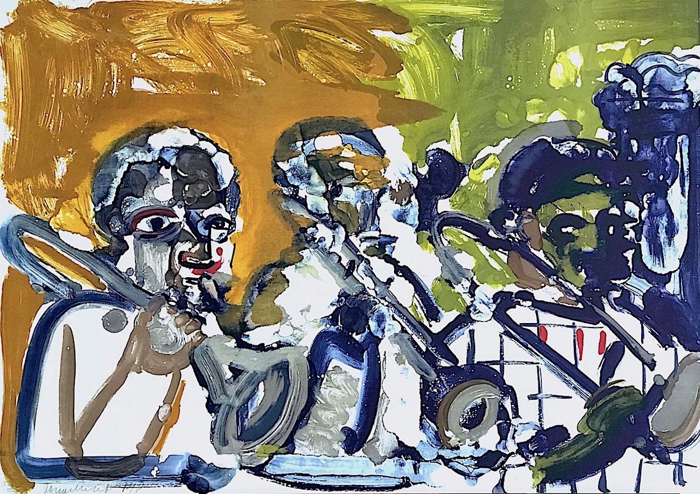 SECCIÓN DE LATÓN(Jamming at Minton's) Litografía firmada, Retrato abstracto de Jazz