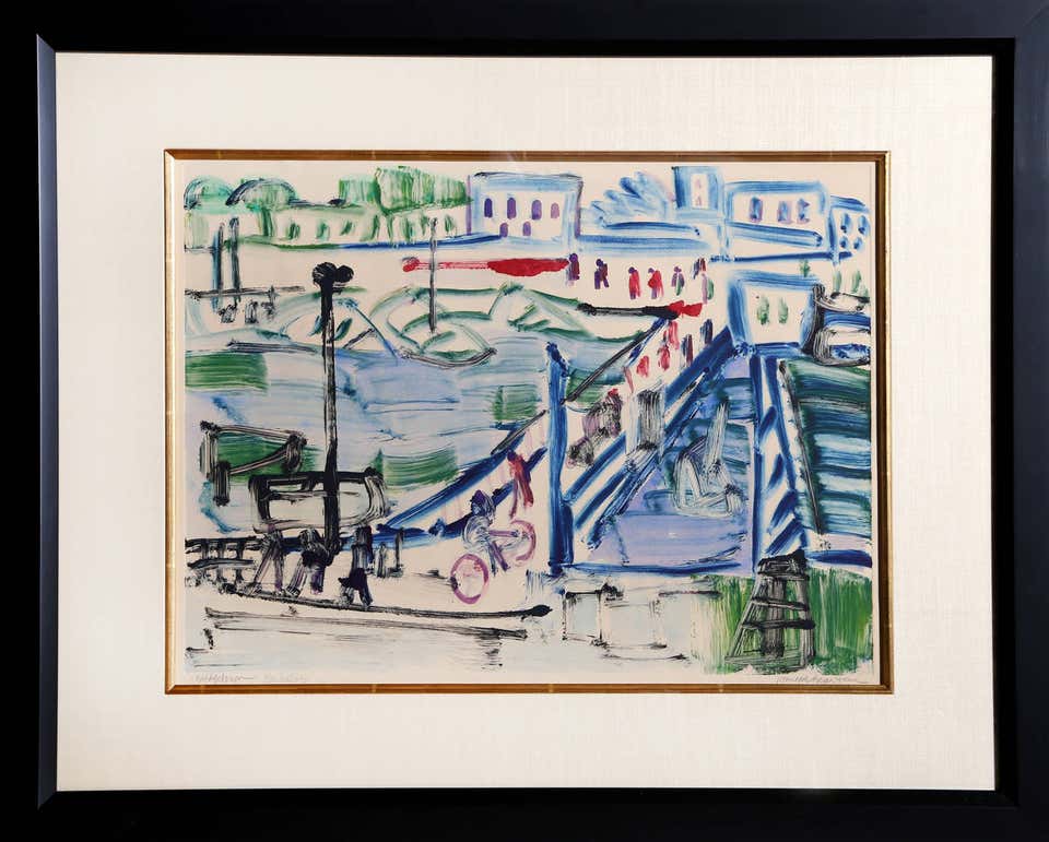 Bridgetown Barbados, Oil Monotype by Romare Bearden