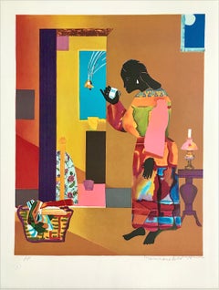Lithographie signée FALLING STAR, portrait de femme noire, culture africaine américaine