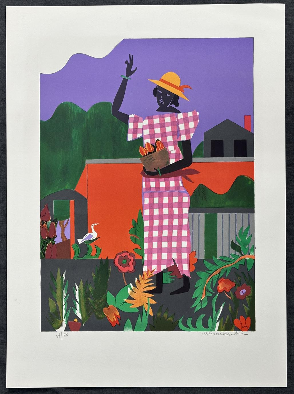 Chica en el jardín 1979 Litografía firmada de edición limitada 3
