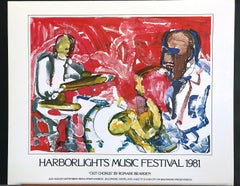 HARBORLIGHTS MUSIC FESTIVAL 1981 Raro poster d'arte d'epoca Musicisti Jazz Astratti