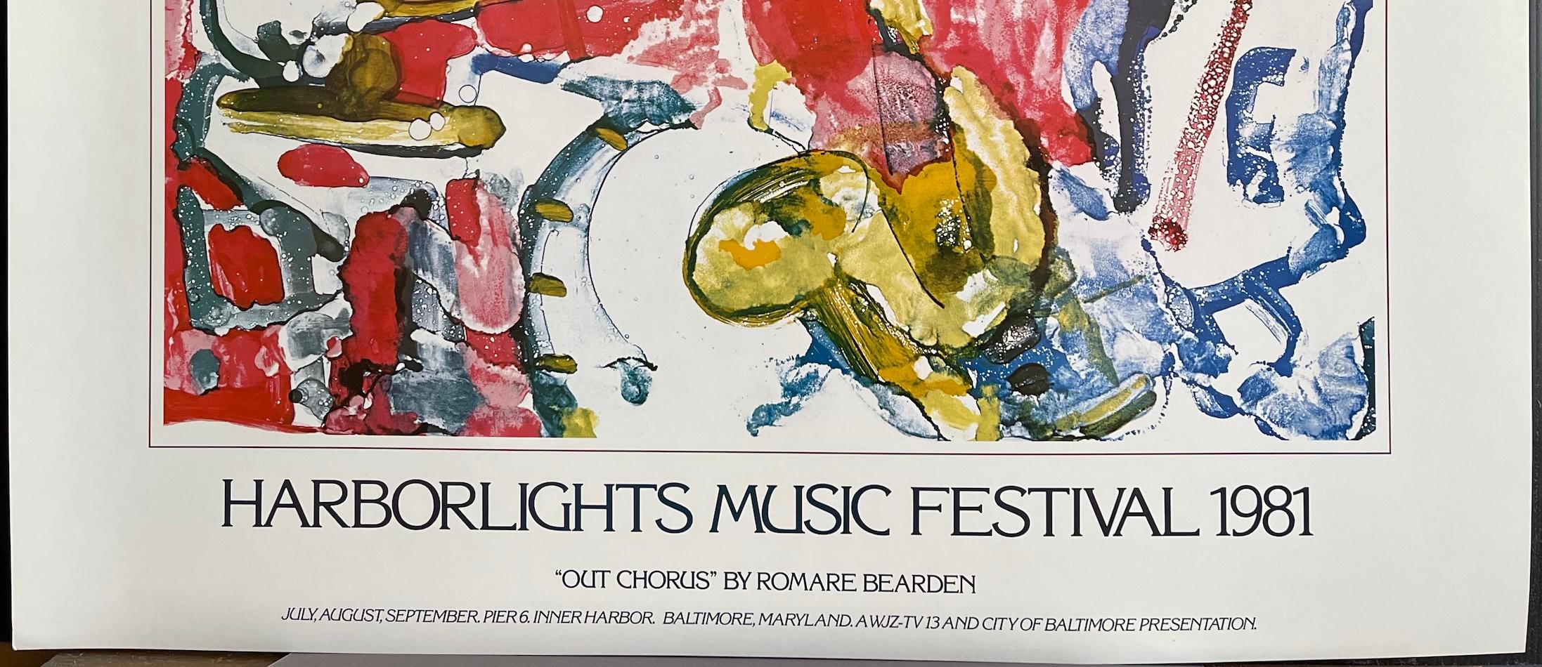 HARBORLIGHTS MUSIC FESTIVAL 1981 Raro Póster Artístico Vintage Músicos Abstractos de Jazz en venta 2