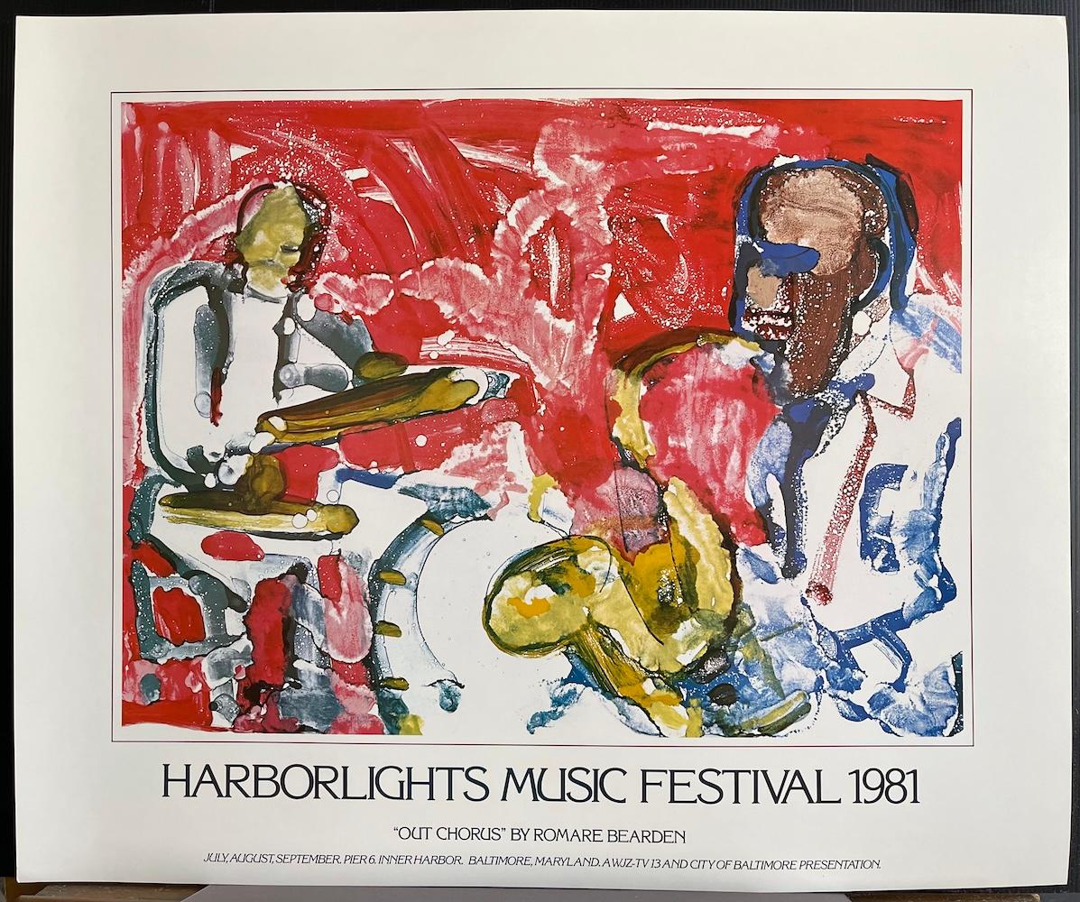 HARBORLIGHTS MUSIC FESTIVAL 1981 Raro Póster Artístico Vintage Músicos Abstractos de Jazz en venta 3