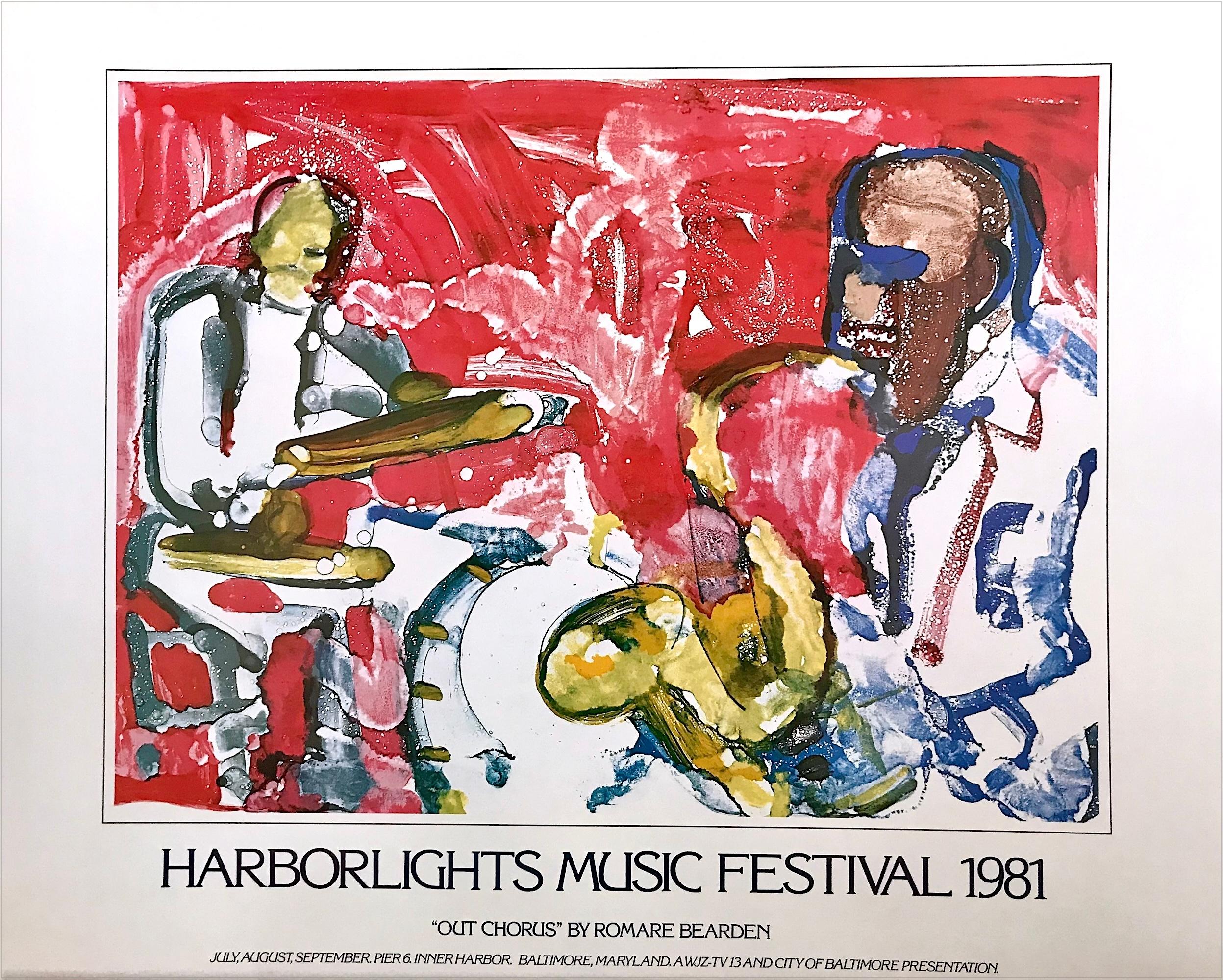 HARBORLIGHTS MUSIC FESTIVAL 1981 Rare affiche d
art vintage - Jazz - Musiciens abstraits