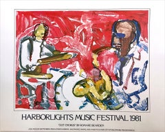 HARBORLIGHTS MUSIC FESTIVAL 1981 Rare Vintage Art Poster Abstract Jazz Musicians