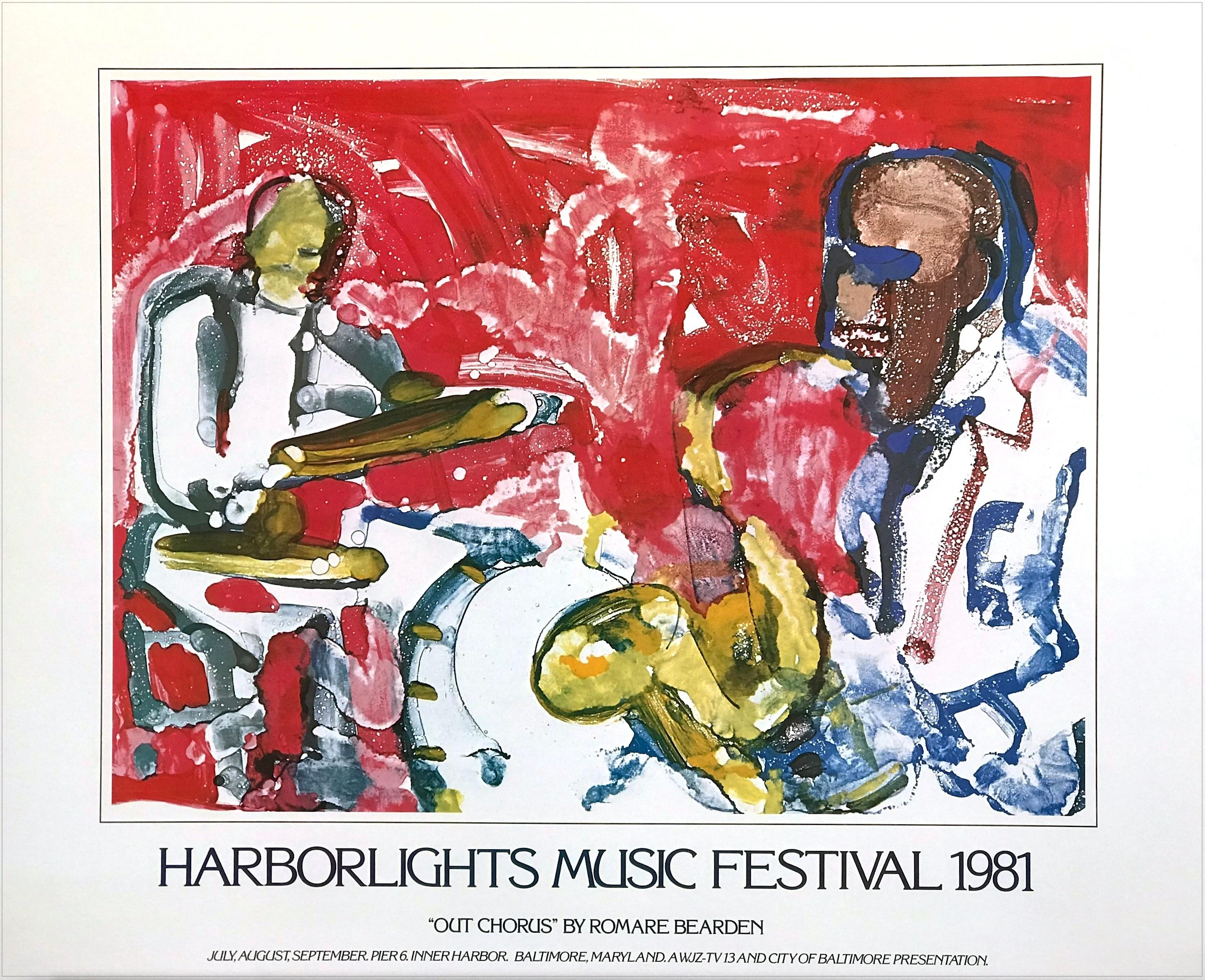 HARBORLIGHTS MUSIC FESTIVAL 1981 Rare Vintage Art Poster Abstract Jazz Musicians
