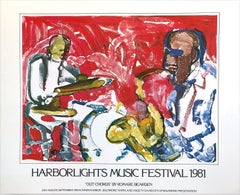 HARBORLIGHTS MUSIC FESTIVAL 1981 Rare Vintage Art Poster Abstract Jazz Musicians