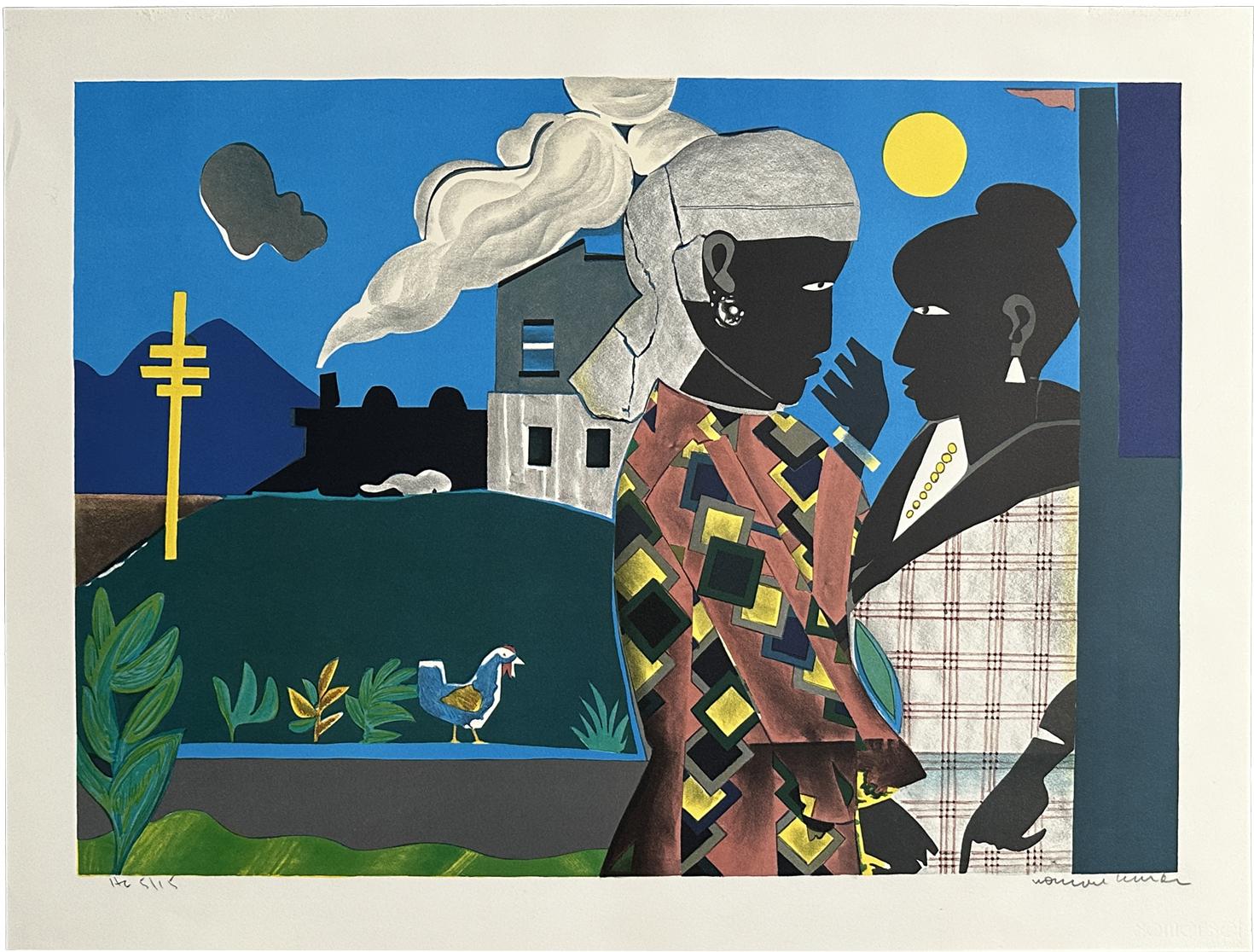 Romare Bearden Figurative Print - The Conversation  1979 Signed Limited Edition Lithograph
