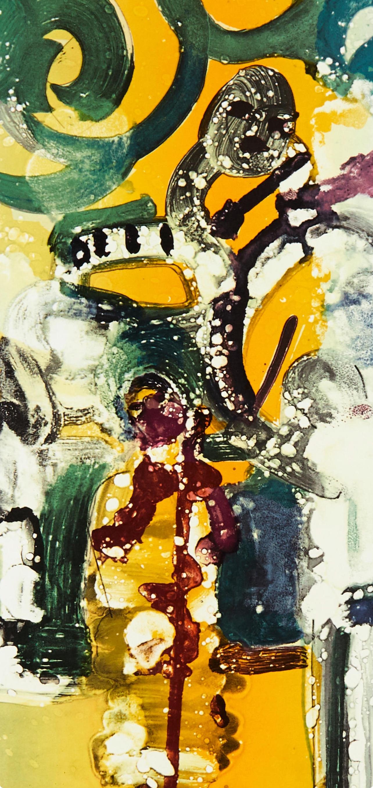 Künstler: Romare Bearden (1911-1988)
Titel: Einleitung für eine Blues Queen (Gelburd/Rosenberg 70-77)
Jahr: 1979
Medium: Lithographie auf Vélin d'Arches-Papier
Auflage: 160/175, plus Probedrucke
Größe: Papierformat: 23,75 x 35,5 Zoll
Beschriftung: