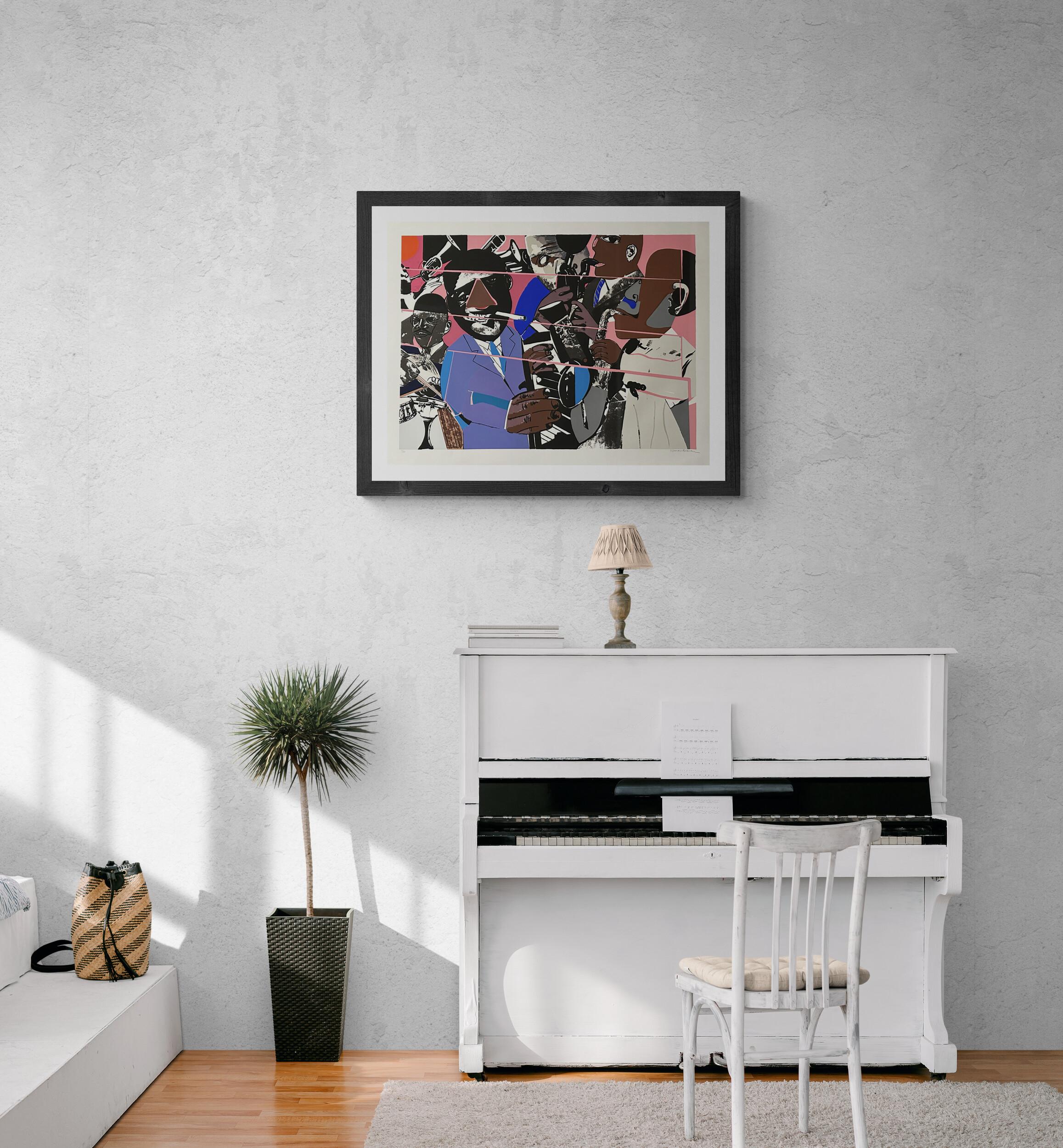 Jazz II Deluxe 1980, serigrafia firmata in edizione limitata - Print di Romare Bearden