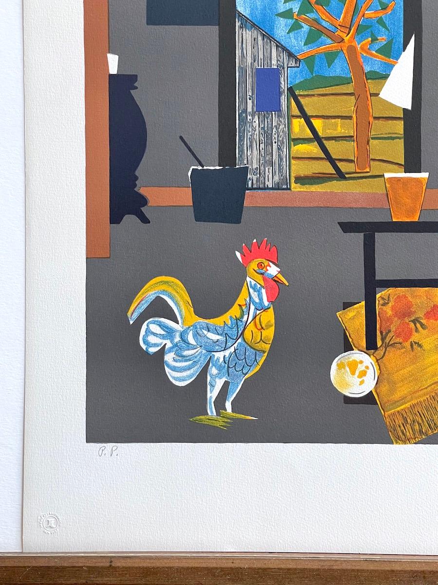 MORNING OF THE ROOSTER Litografia firmata Ritratto di donna nera, afroamericana - Interior Print Nero di Romare Bearden