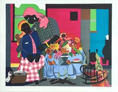 MORNING Signed Lithograph, Interior Scene Black Women, African American Culture