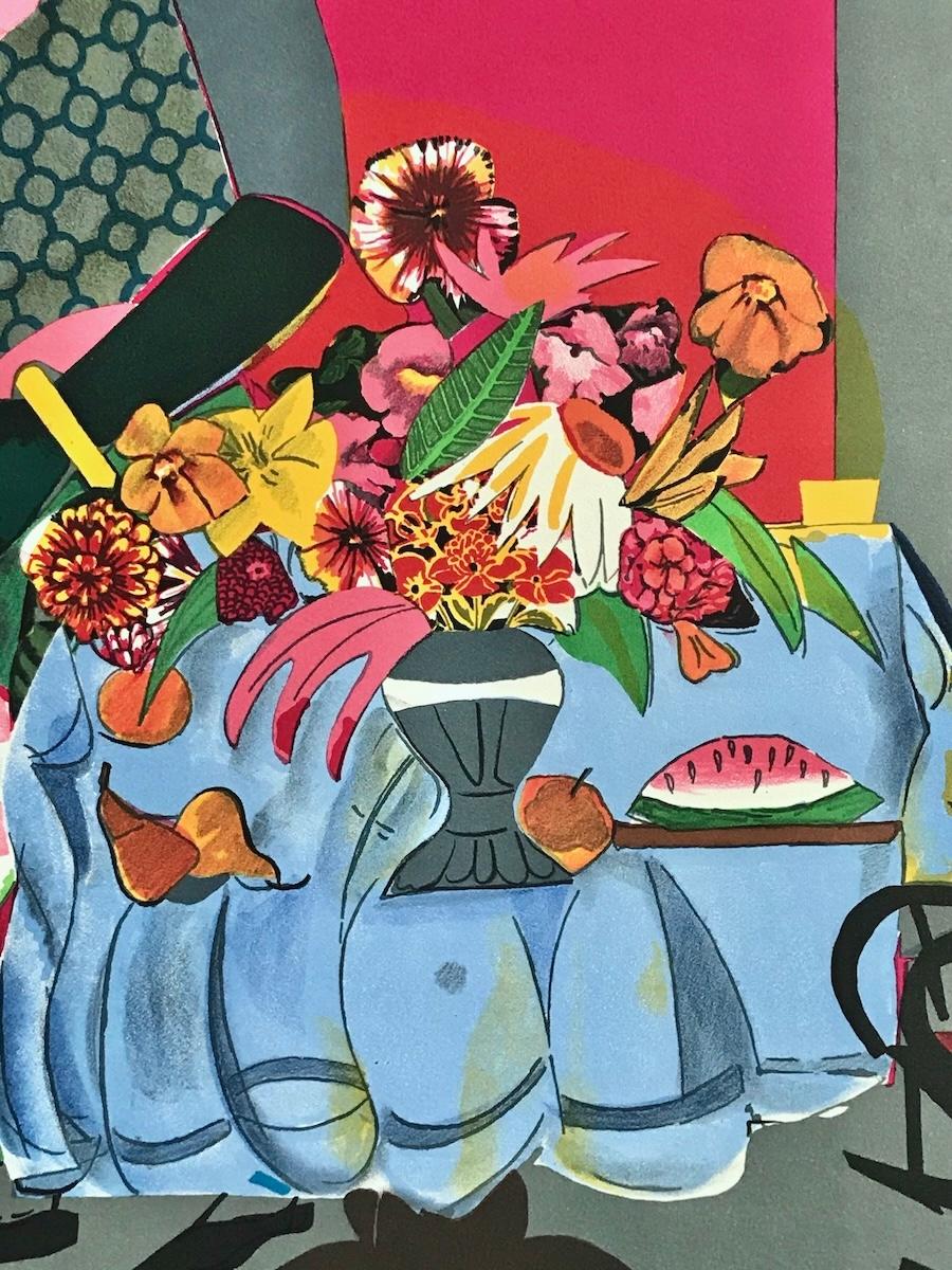 MATTINA Litografia firmata, Scena d'interni Donne nere, Cultura afroamericana - Portrait Print Nero di Romare Bearden